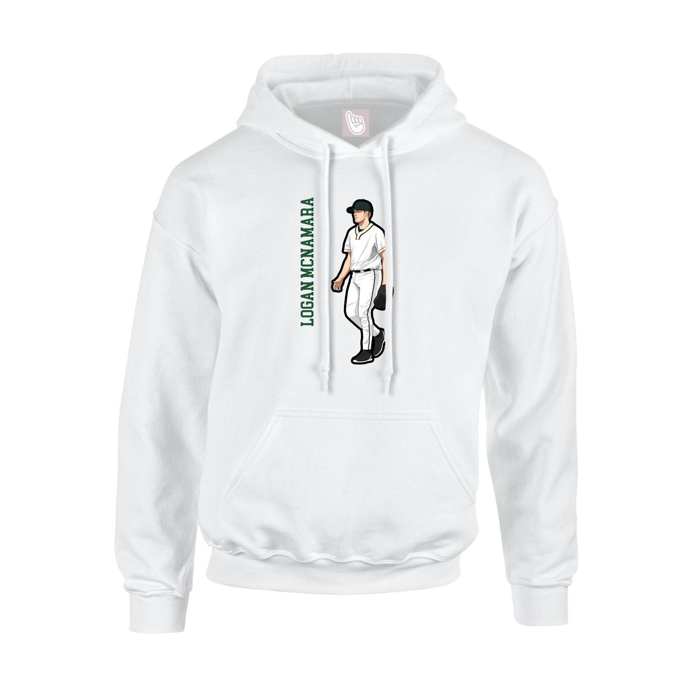 Youth Hoodie — Name Vertical in White