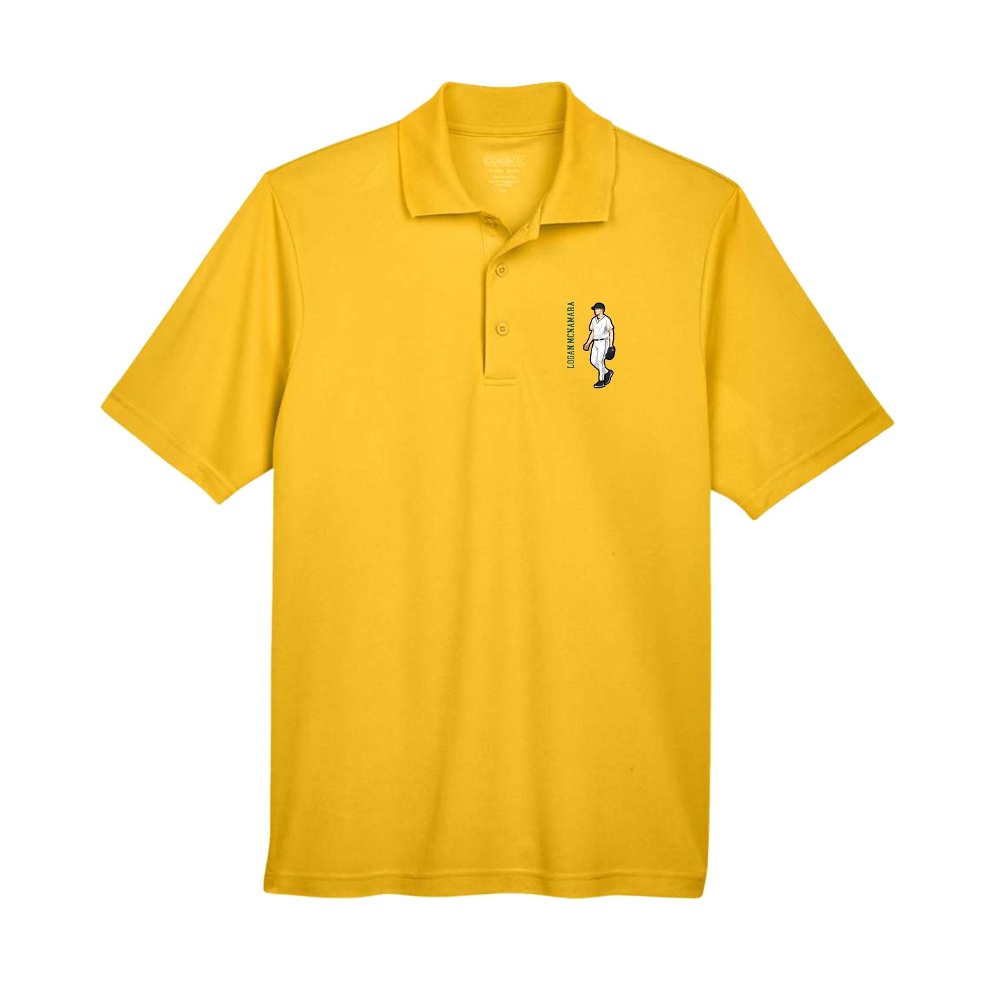 Performance Polo — Name Vertical in Gold