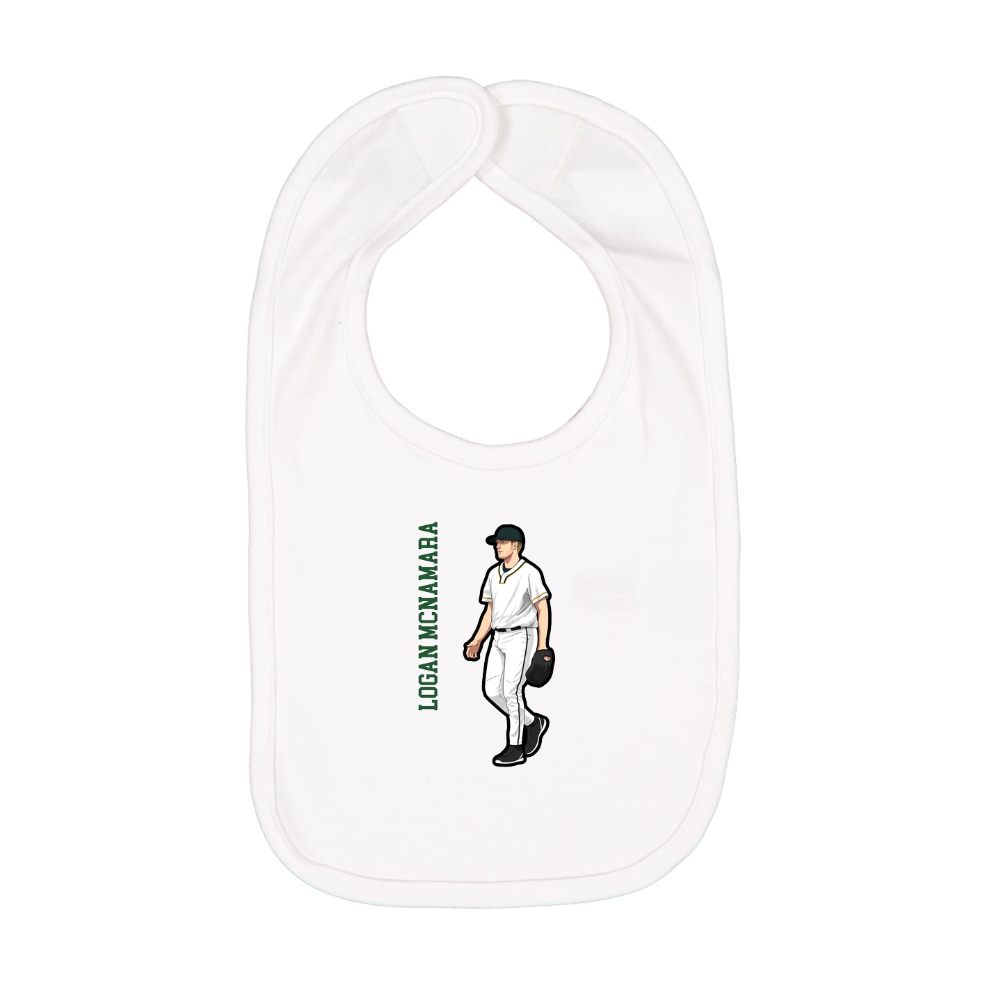 Infant Bib — Name Vertical in White