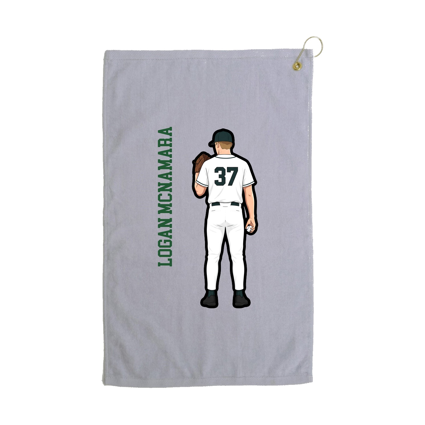 Golf Towel — Name Vertical in Grey
