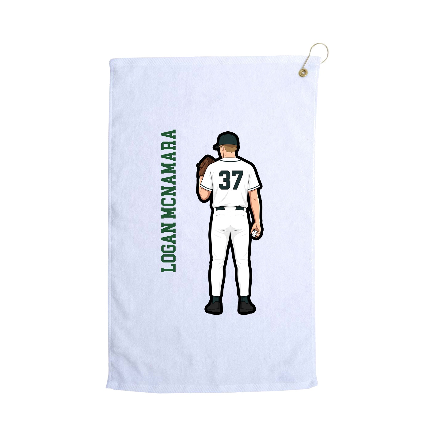 Golf Towel — Name Vertical in White