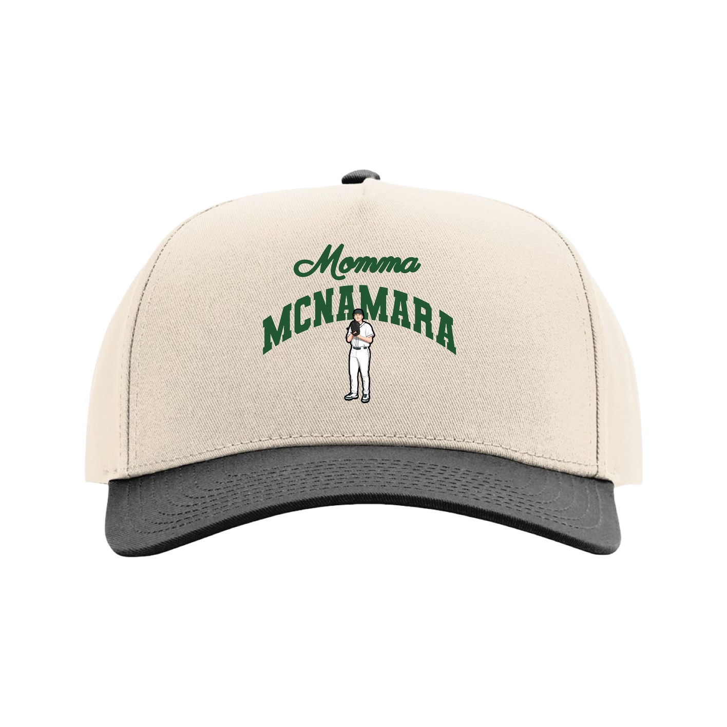 Full Fabric Five-Panel Champ Cap — Mothers Day Arch in Cream/Black