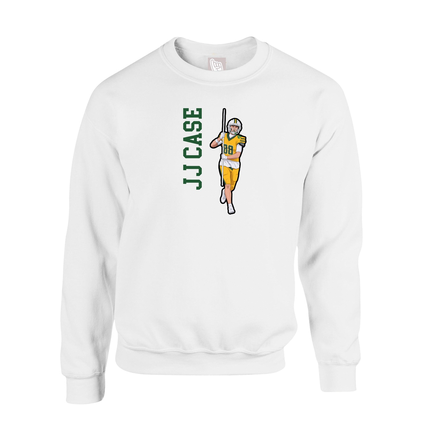 Fleece Crew — Name Vertical in White