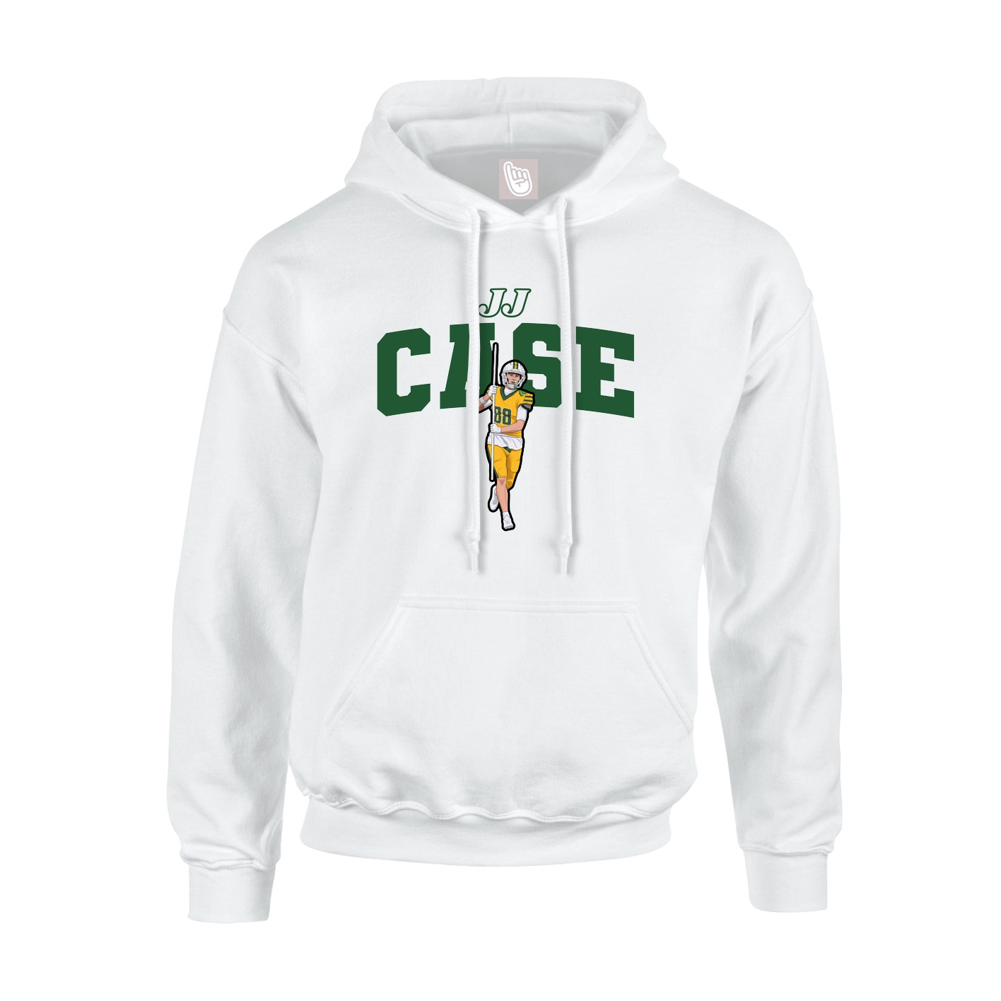 Youth Hoodie — Name Arch in White