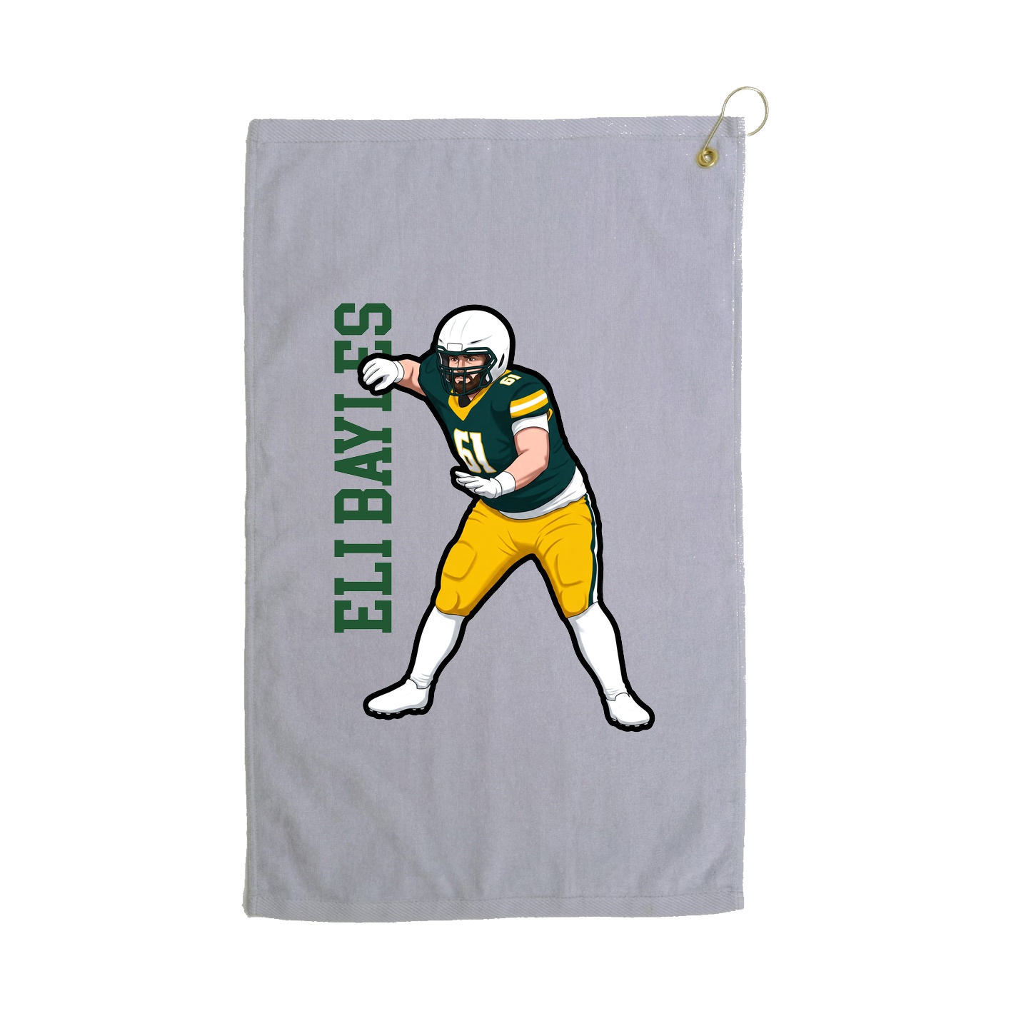 Golf Towel — Name Vertical in Grey