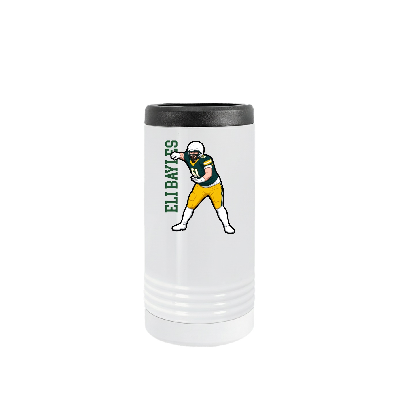 Slim Beverage Holder — Name Vertical in White