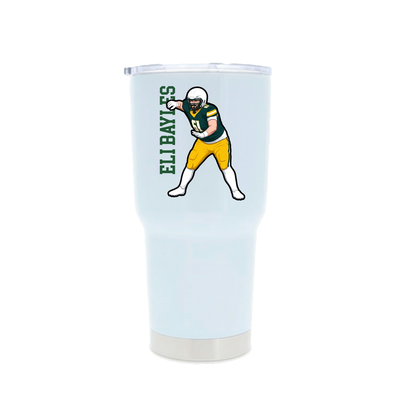 30oz Stainless Steel Tumbler — Name Vertical in White