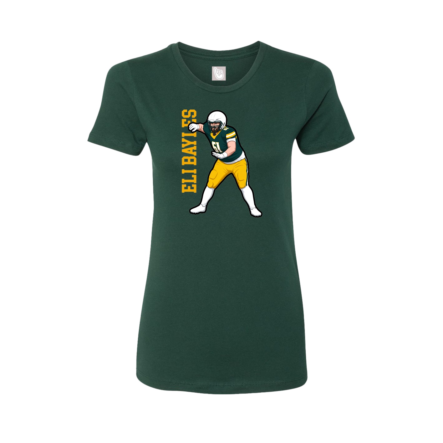 Fitted Women's Tee — Name Vertical in Green