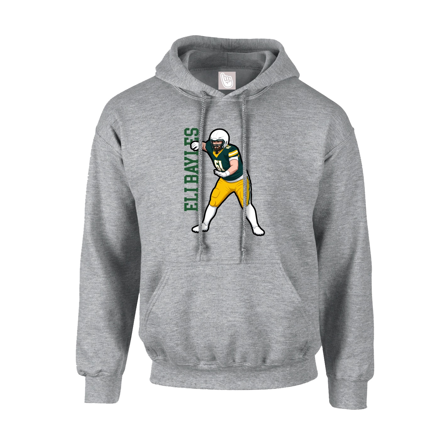 Youth Hoodie — Name Vertical in Grey