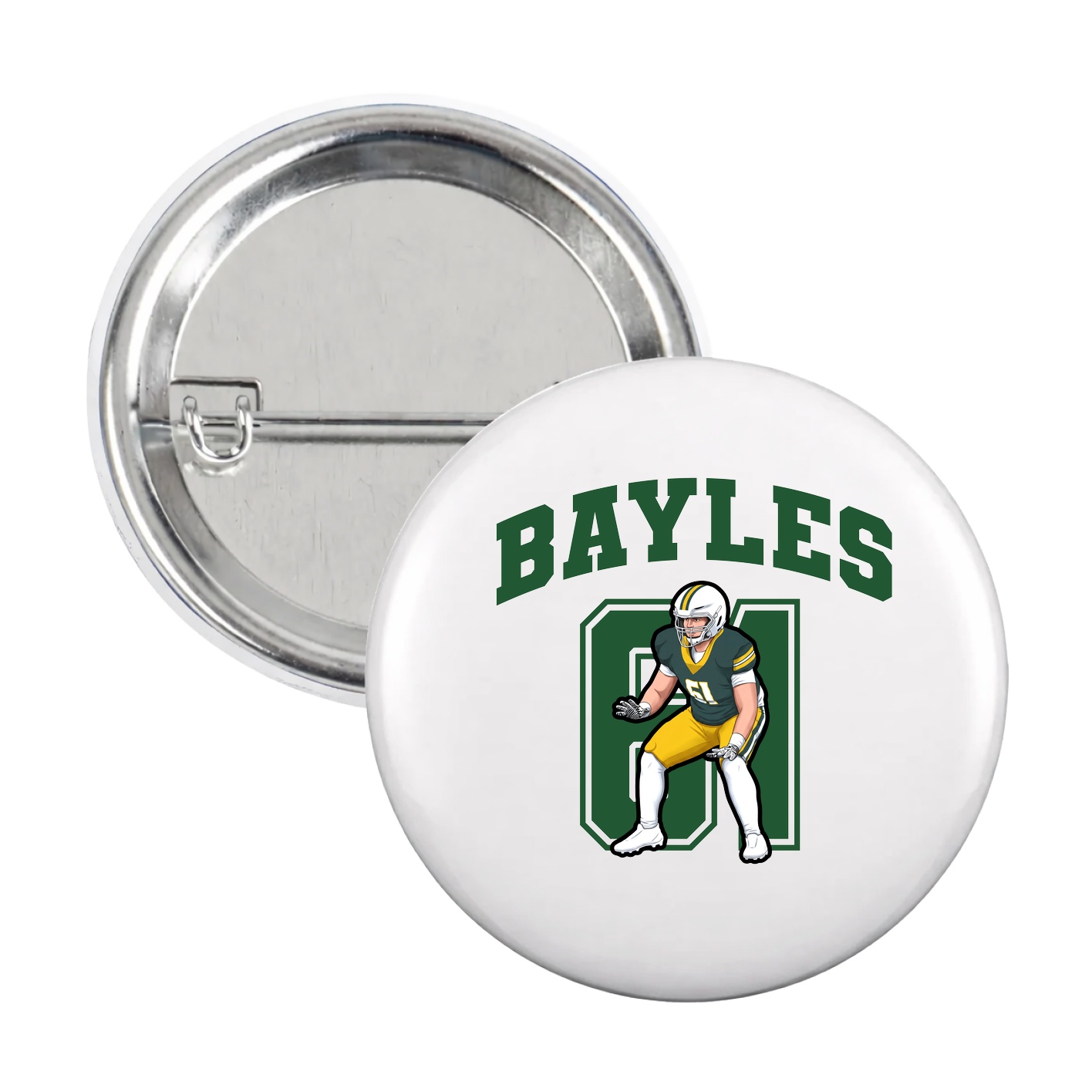 Game Day Button — Number in White