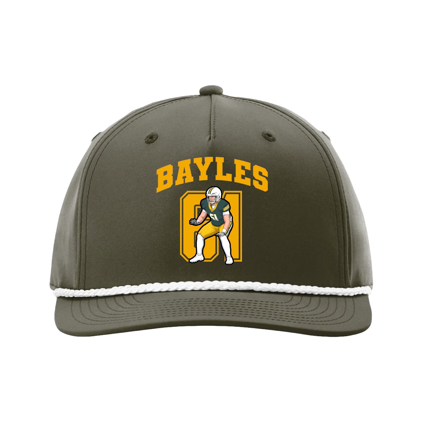Five-Panel Classic Rope Cap — Number in Green
