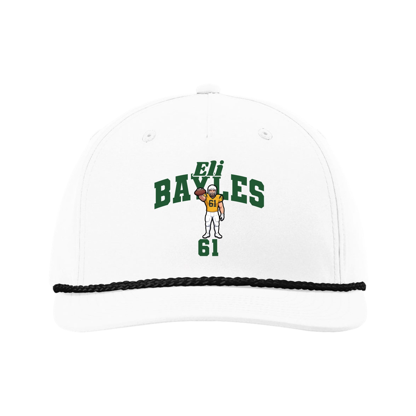 Five-Panel Classic Rope Cap — Signature Arch in White