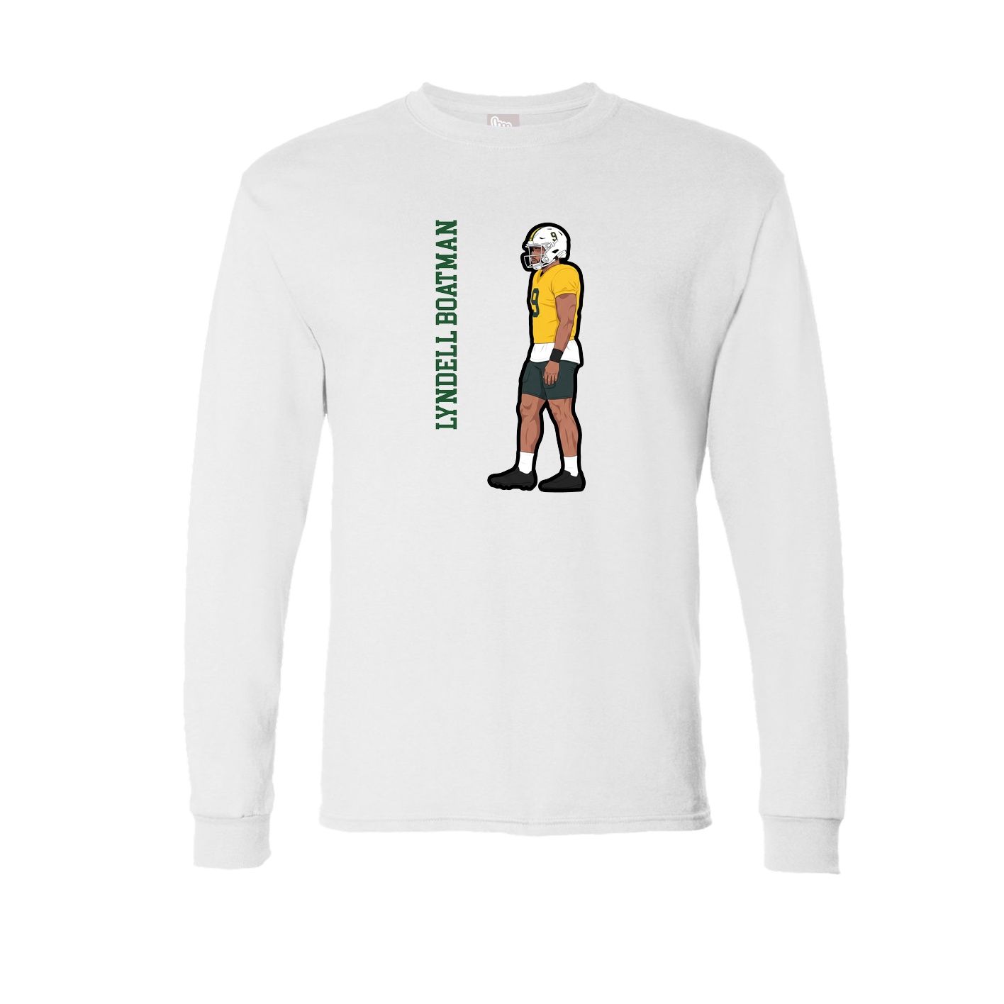 Long Sleeve Tee — Name Vertical in White
