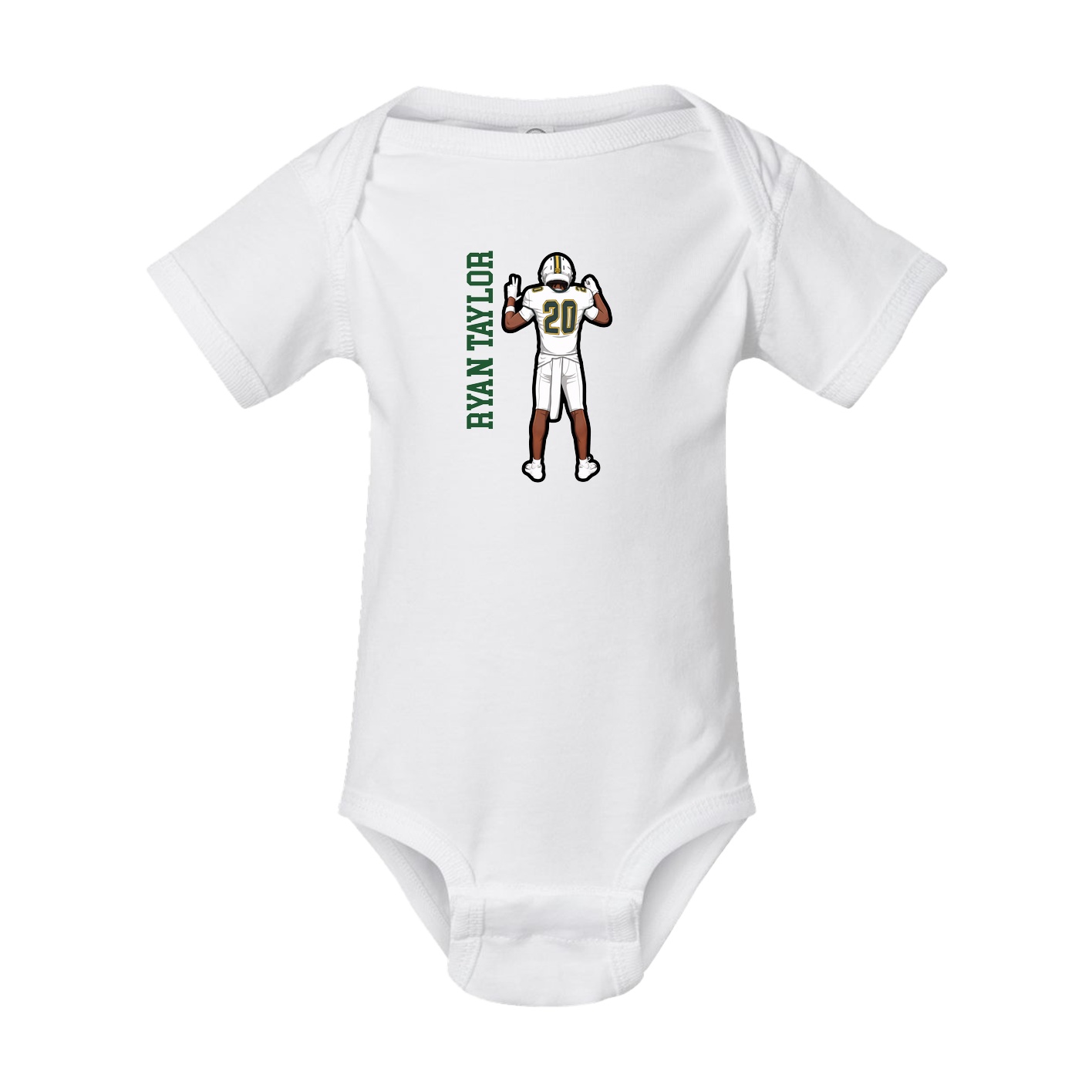 Baby Onesie — Name Vertical in White