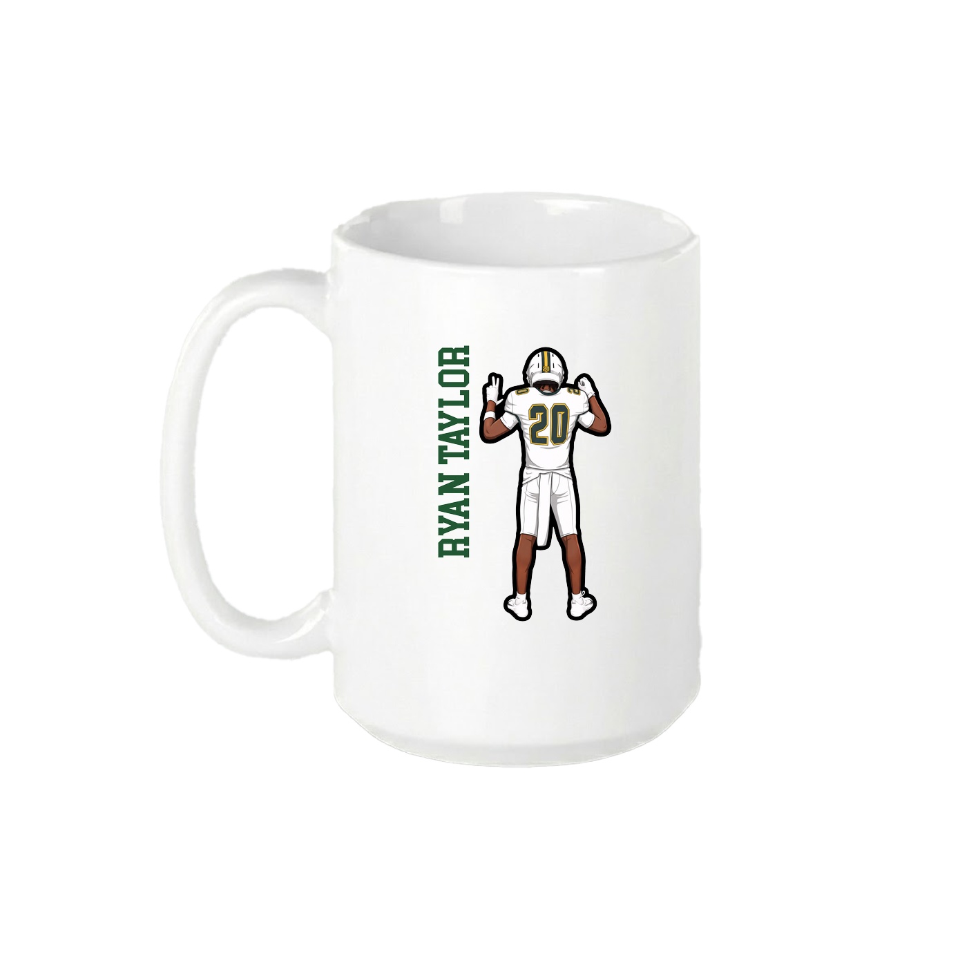 15oz Coffee Mug — Name Vertical in White