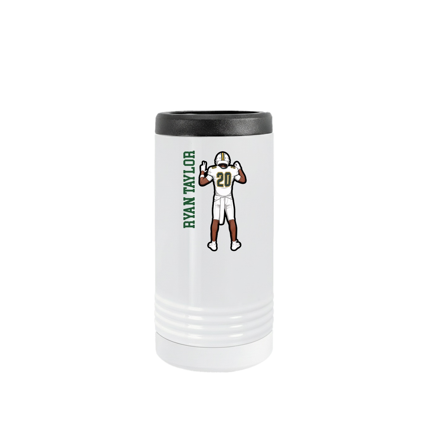 Slim Beverage Holder — Name Vertical in White