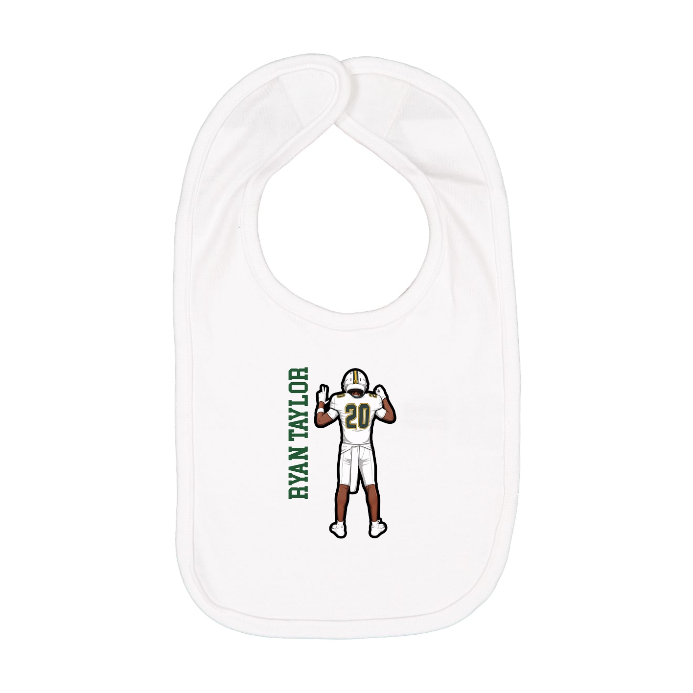 Infant Bib — Name Vertical in White