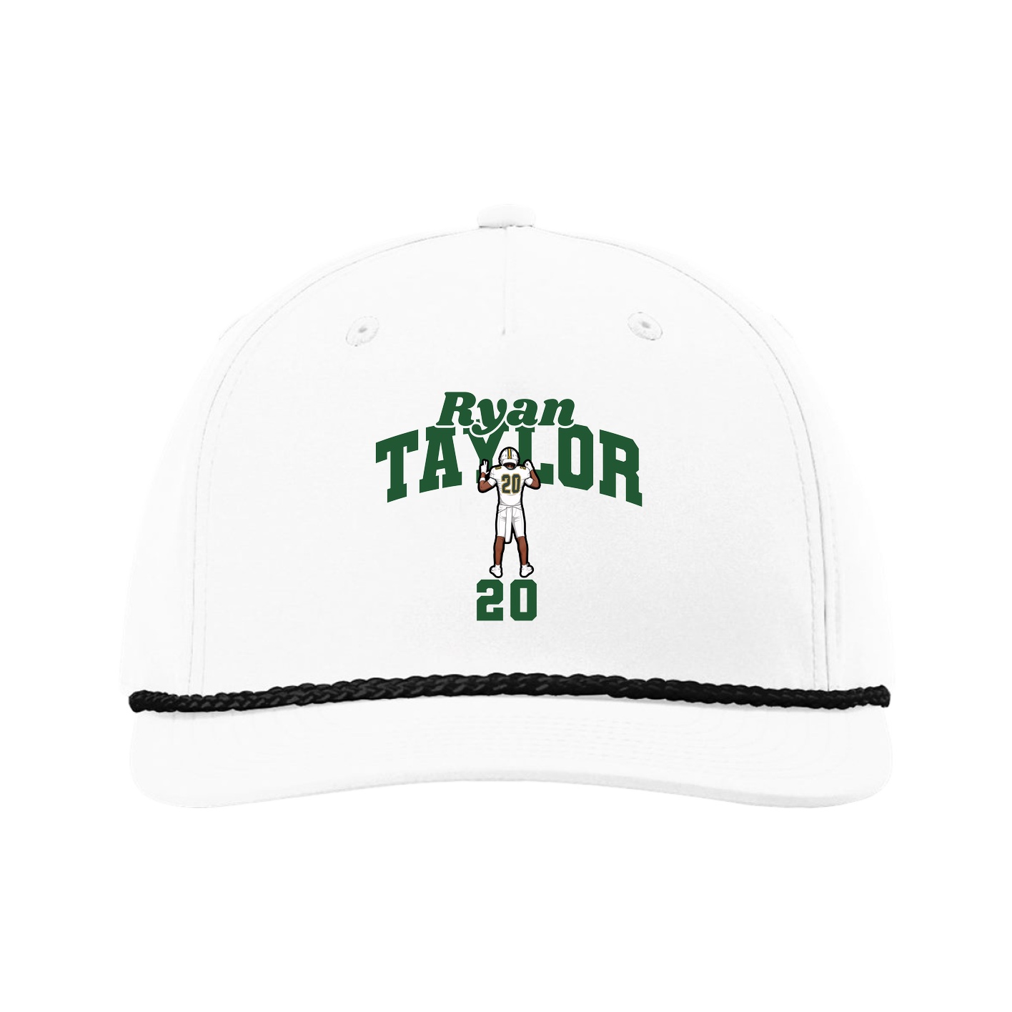 Five-Panel Classic Rope Cap — Signature Arch in White