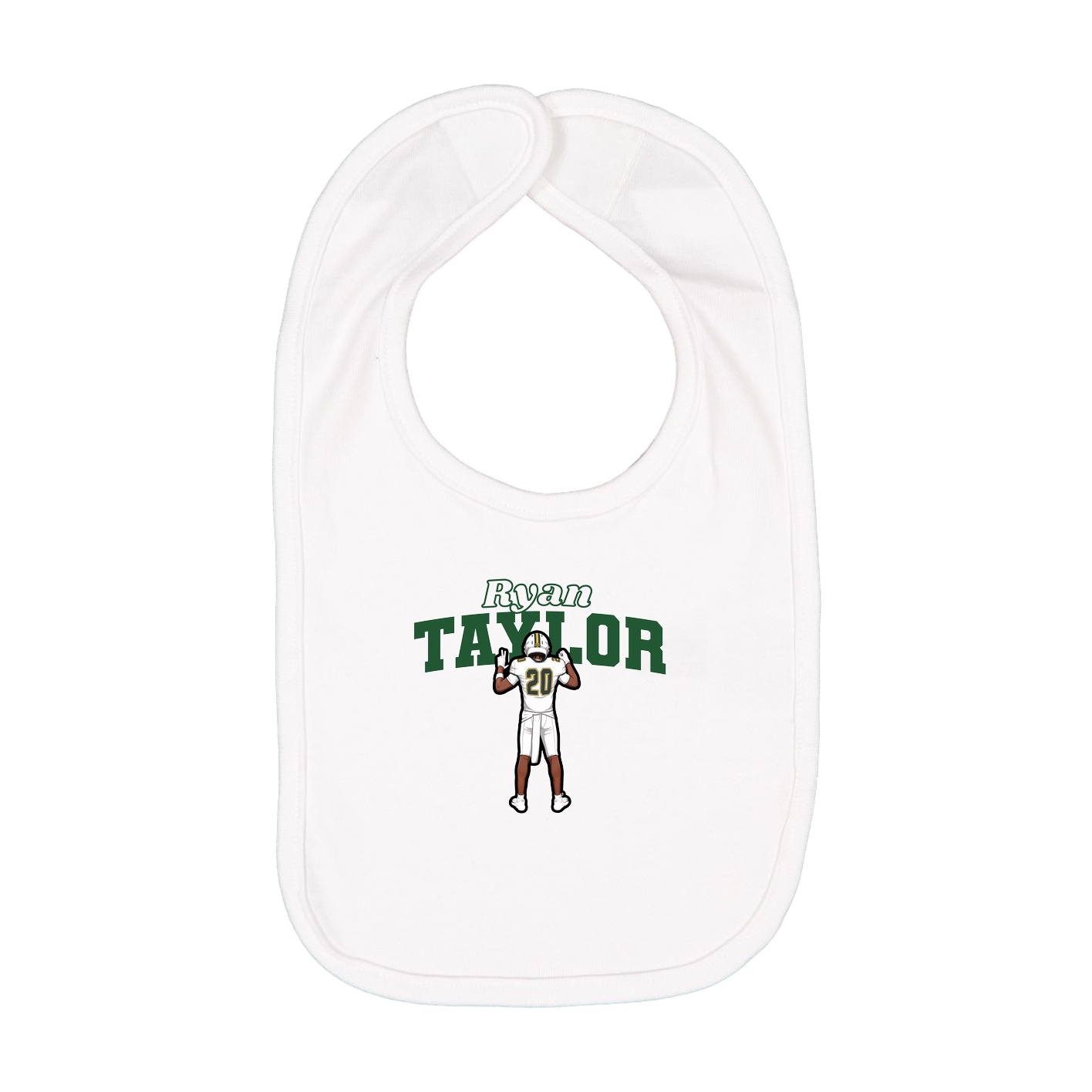 Infant Bib — Name Arch in White