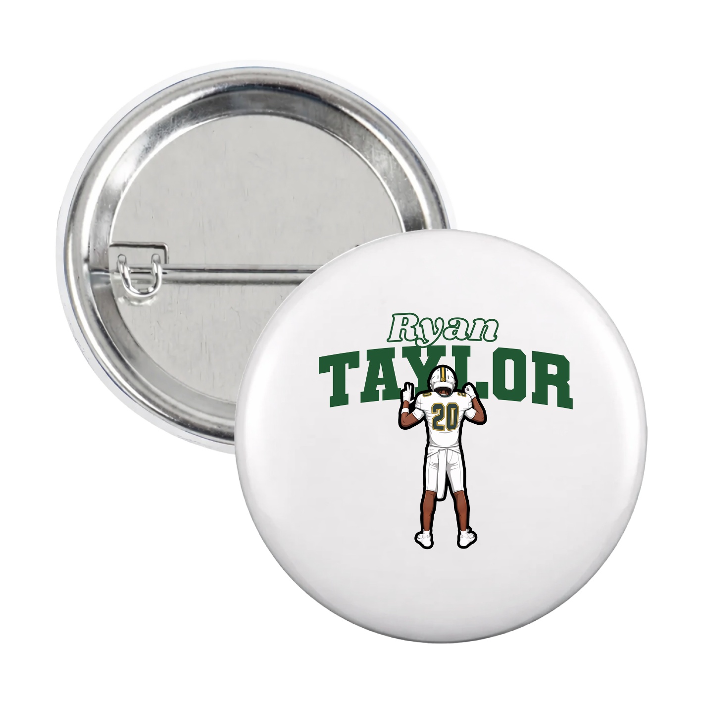 Game Day Button — Name Arch in White