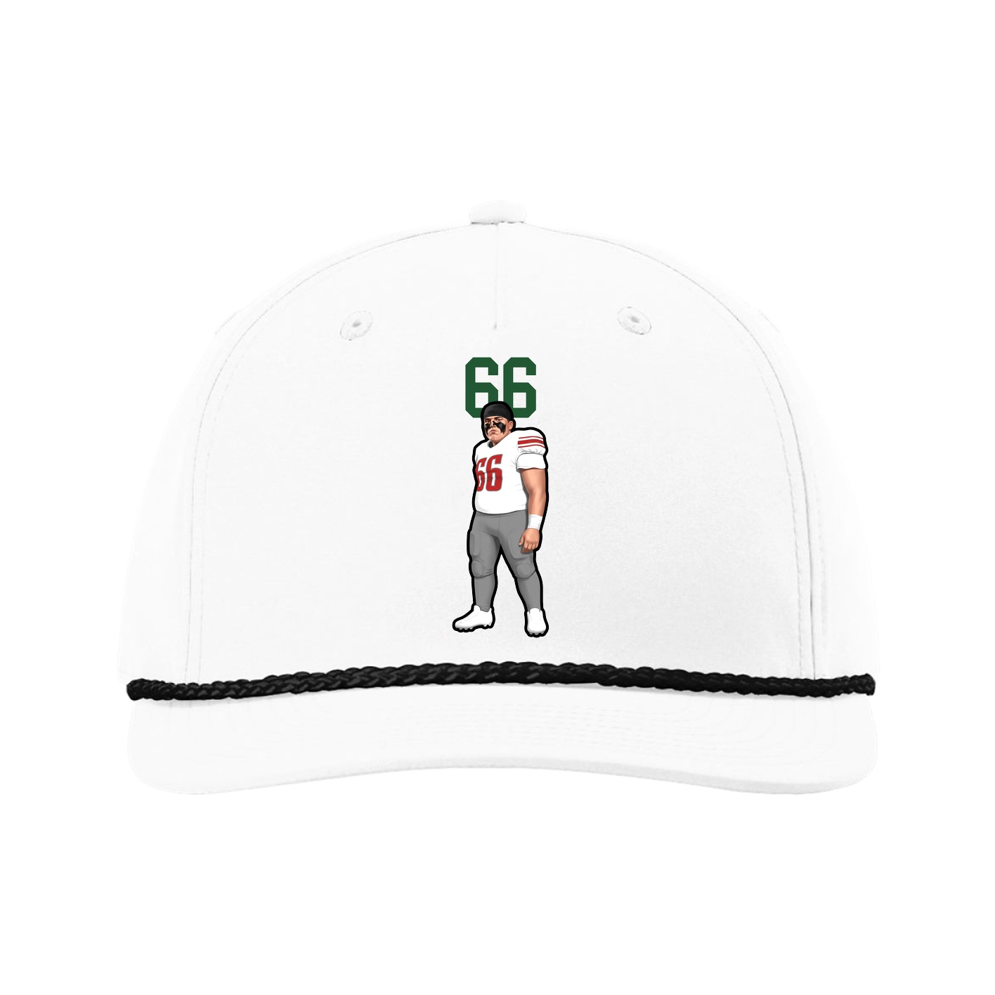Five-Panel Classic Rope Cap — Number Top in White
