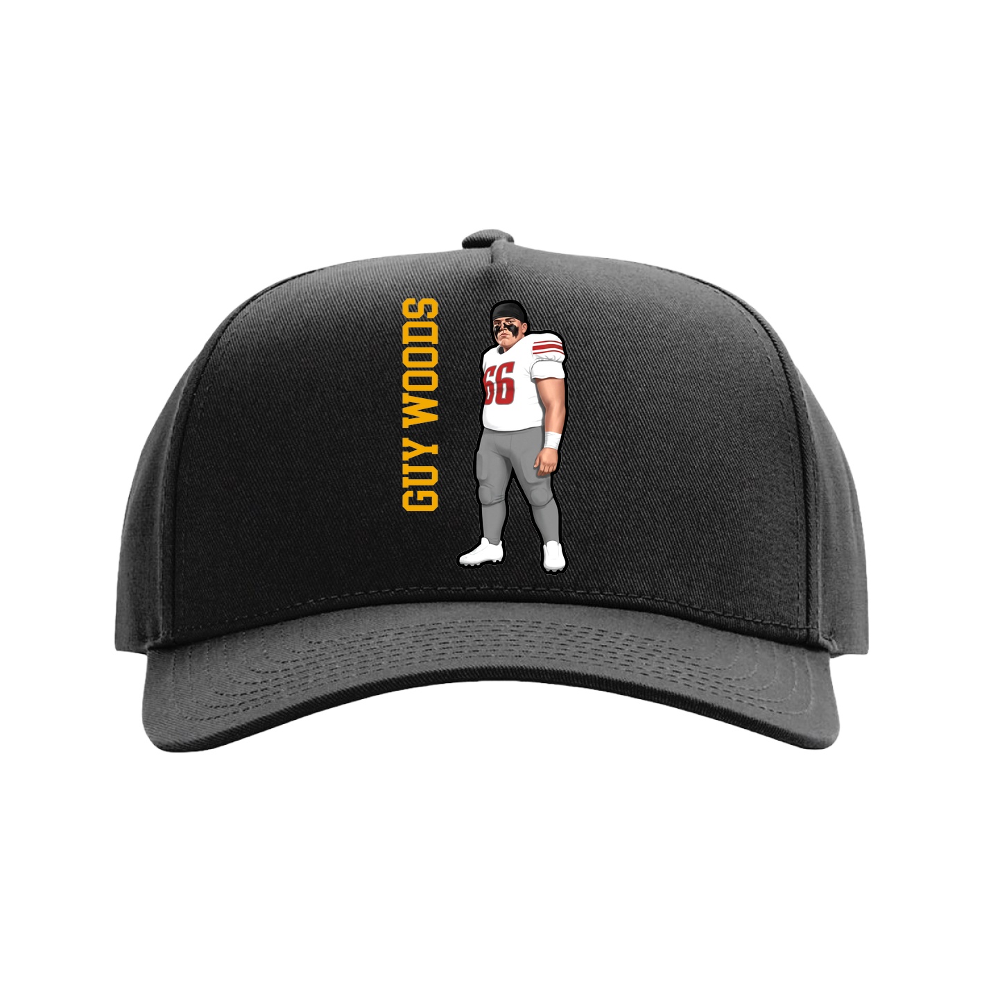 Full Fabric Five-Panel Champ Cap — Name Vertical in Black