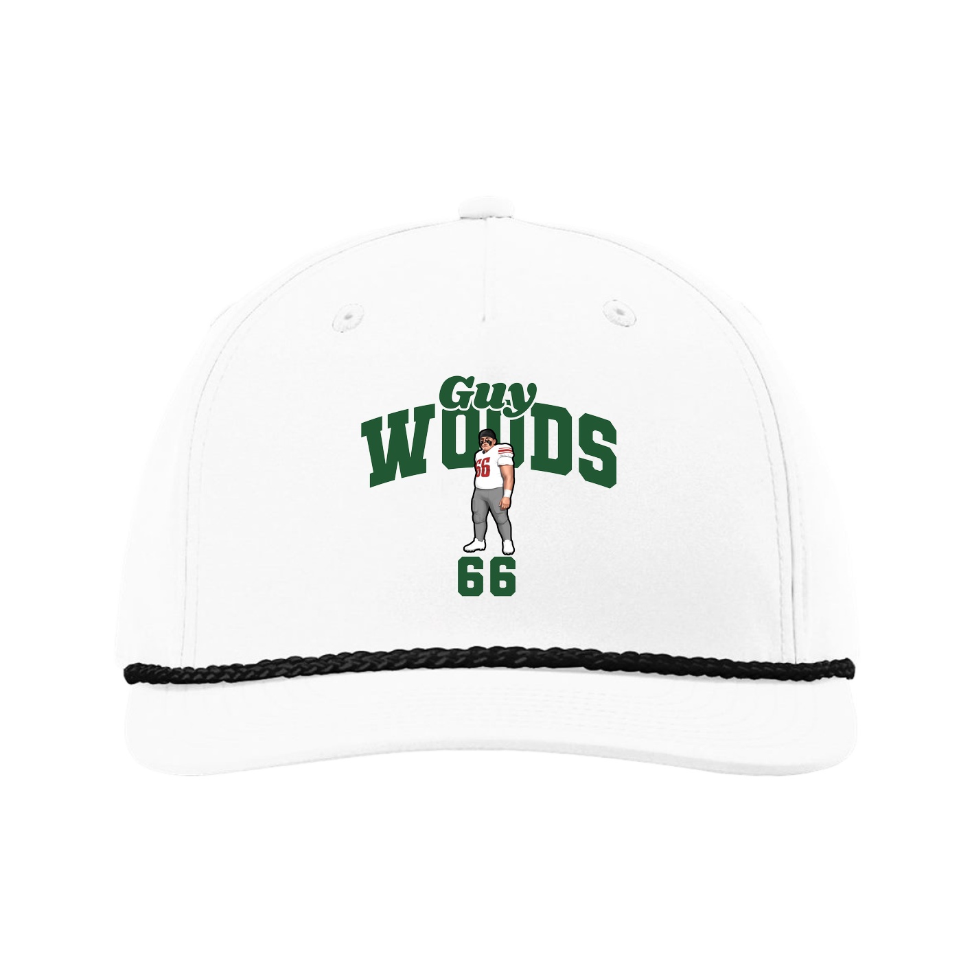 Five-Panel Classic Rope Cap — Signature Arch in White