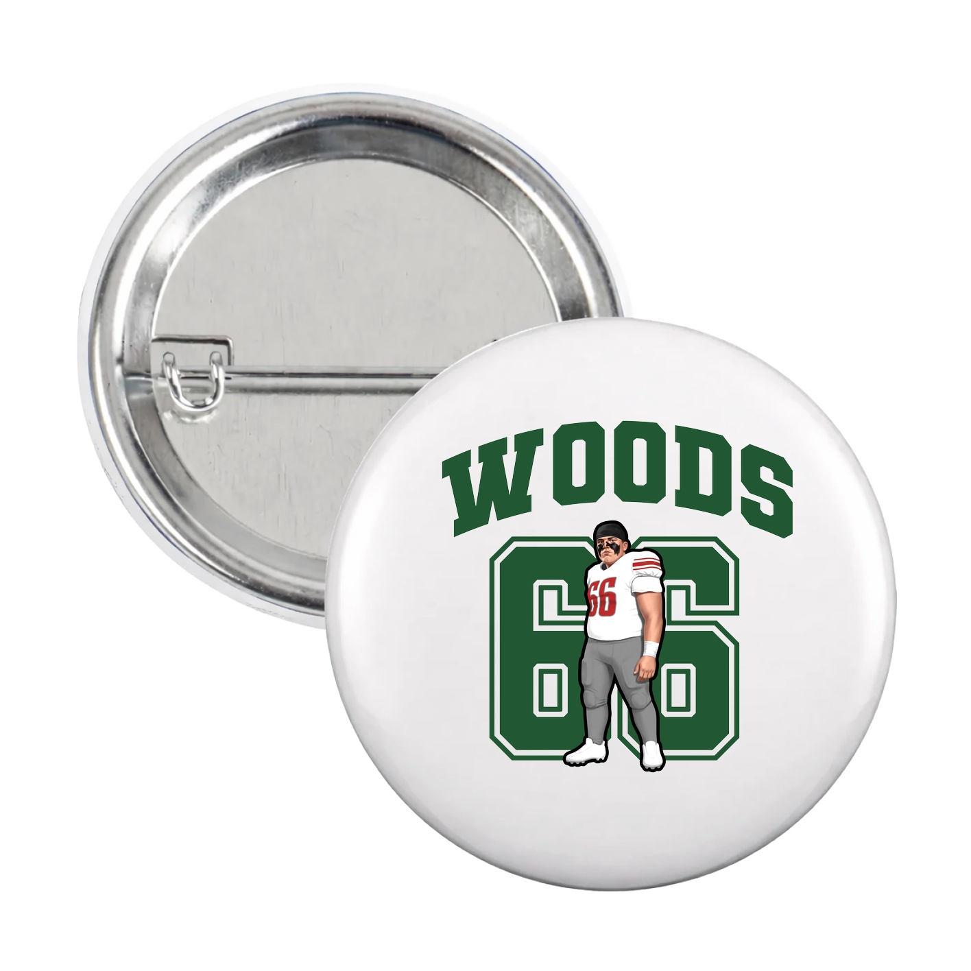 Game Day Button — Number in White