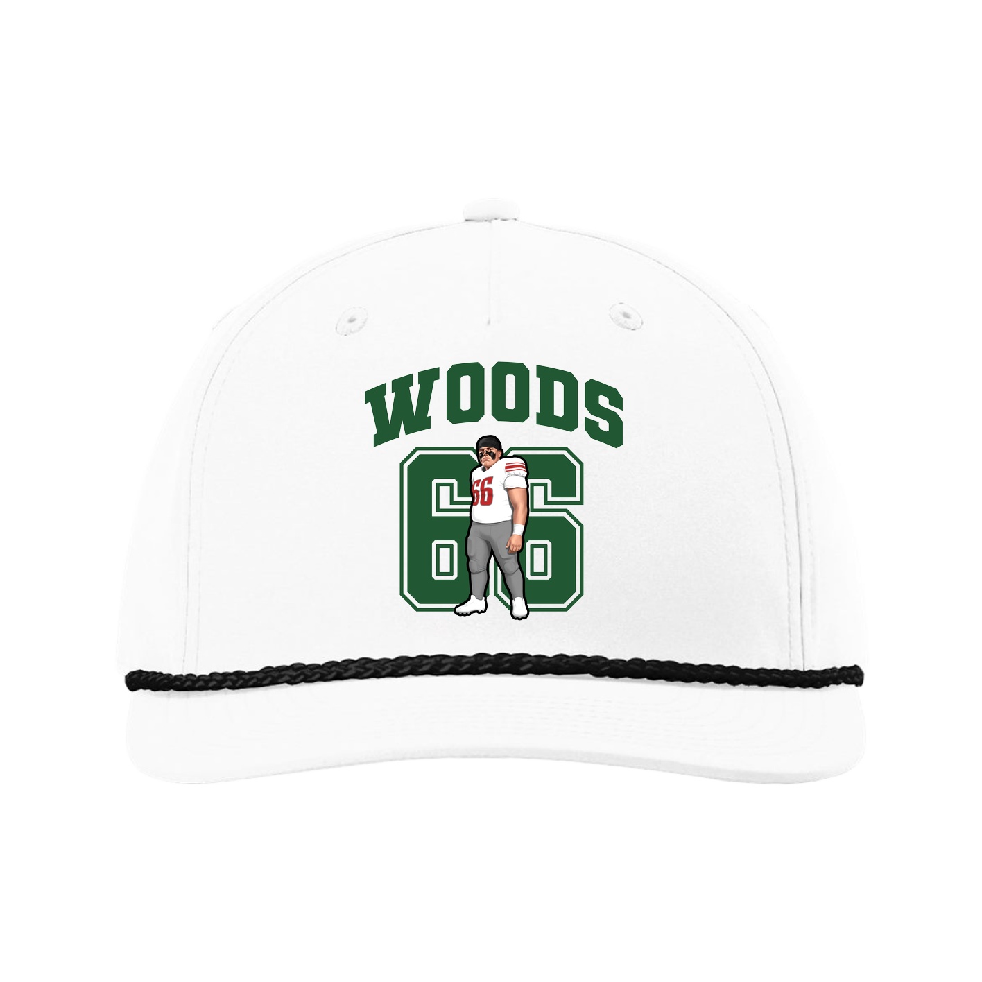 Five-Panel Classic Rope Cap — Number in White