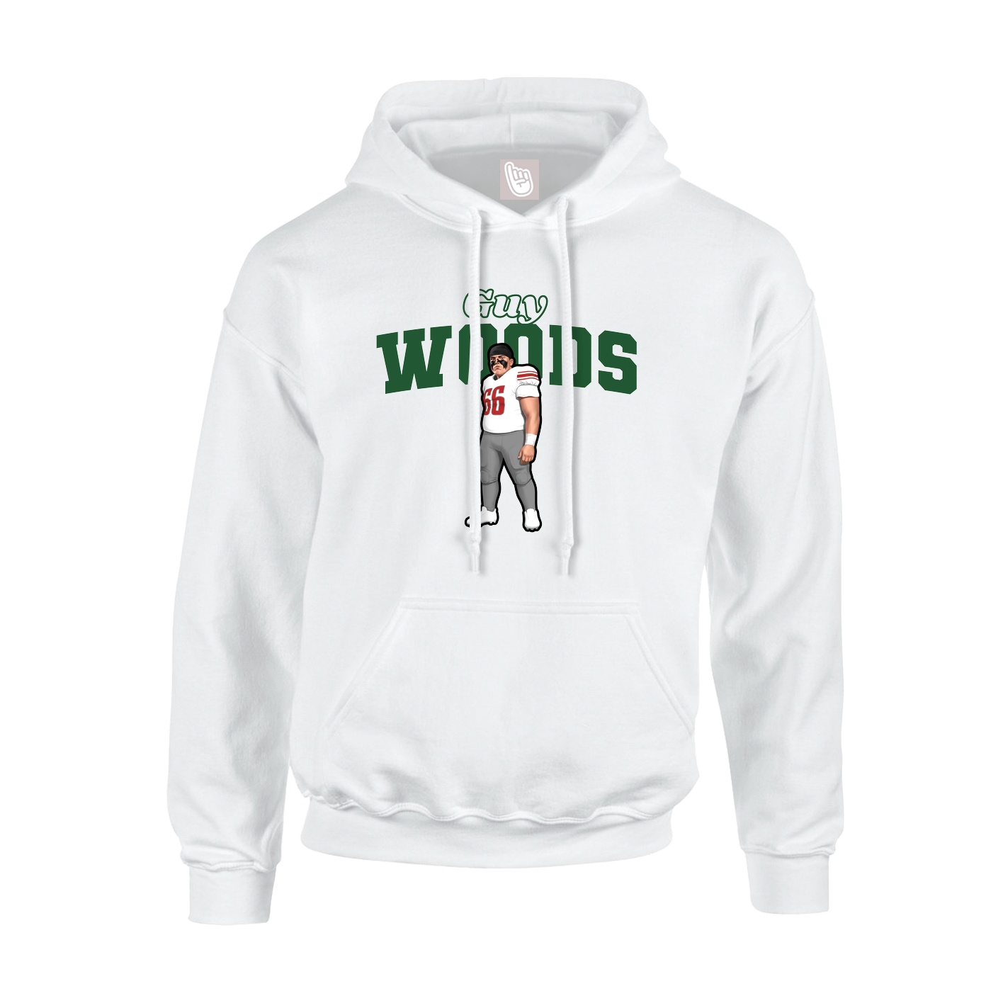 Youth Hoodie — Name Arch in White