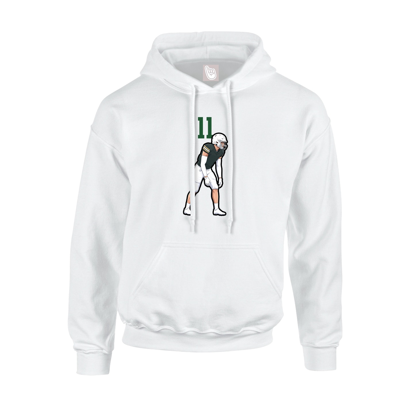 Youth Hoodie — Number Top in White