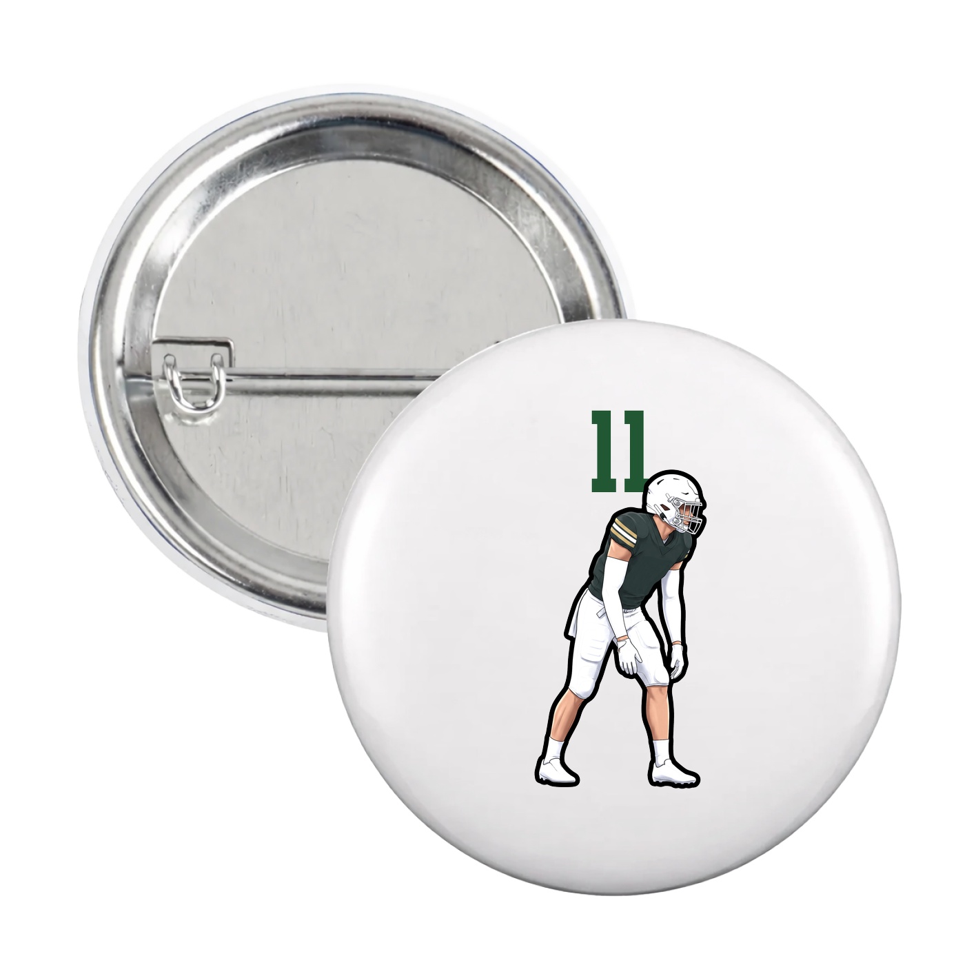 Game Day Button — Number Top in White