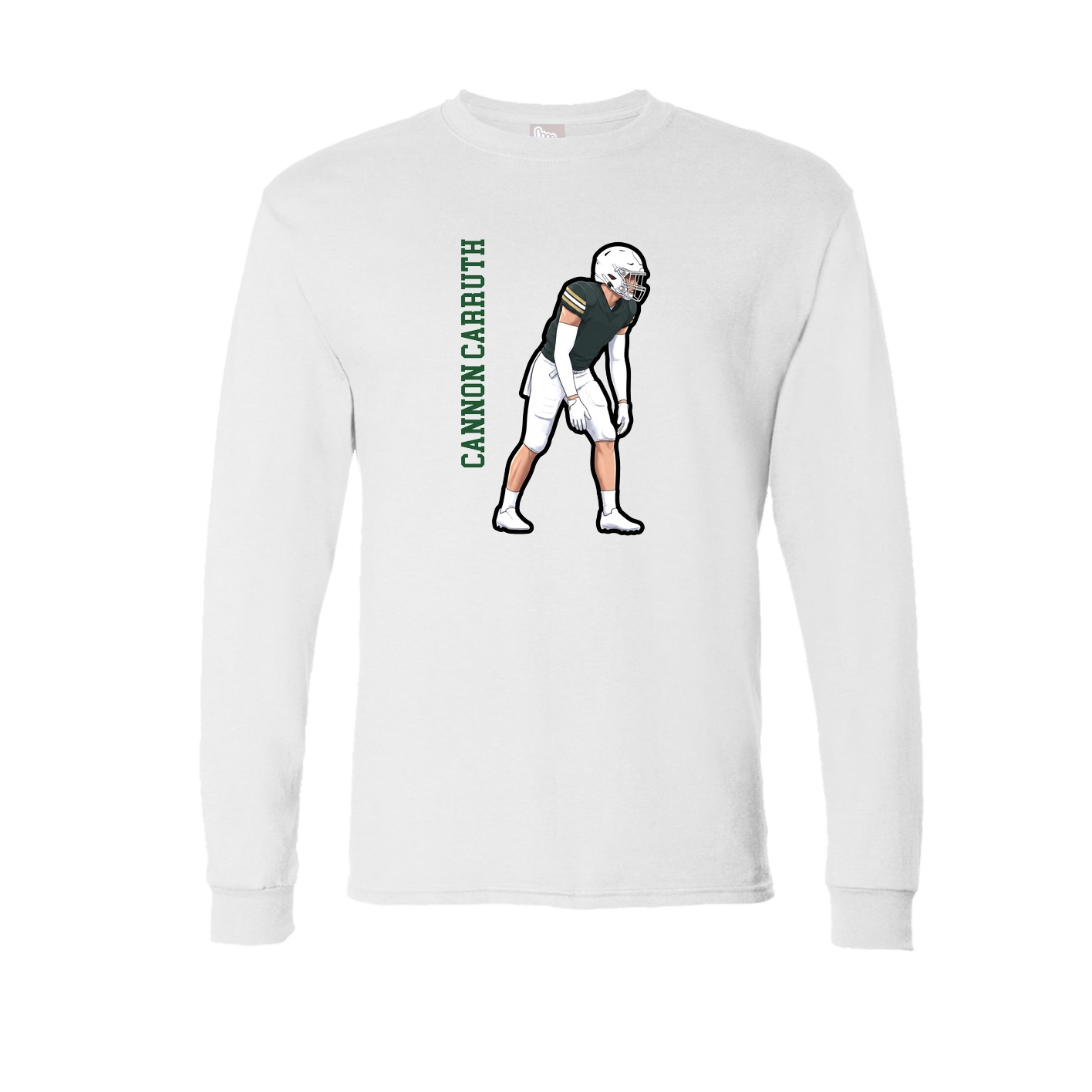 Long Sleeve Tee — Name Vertical in White