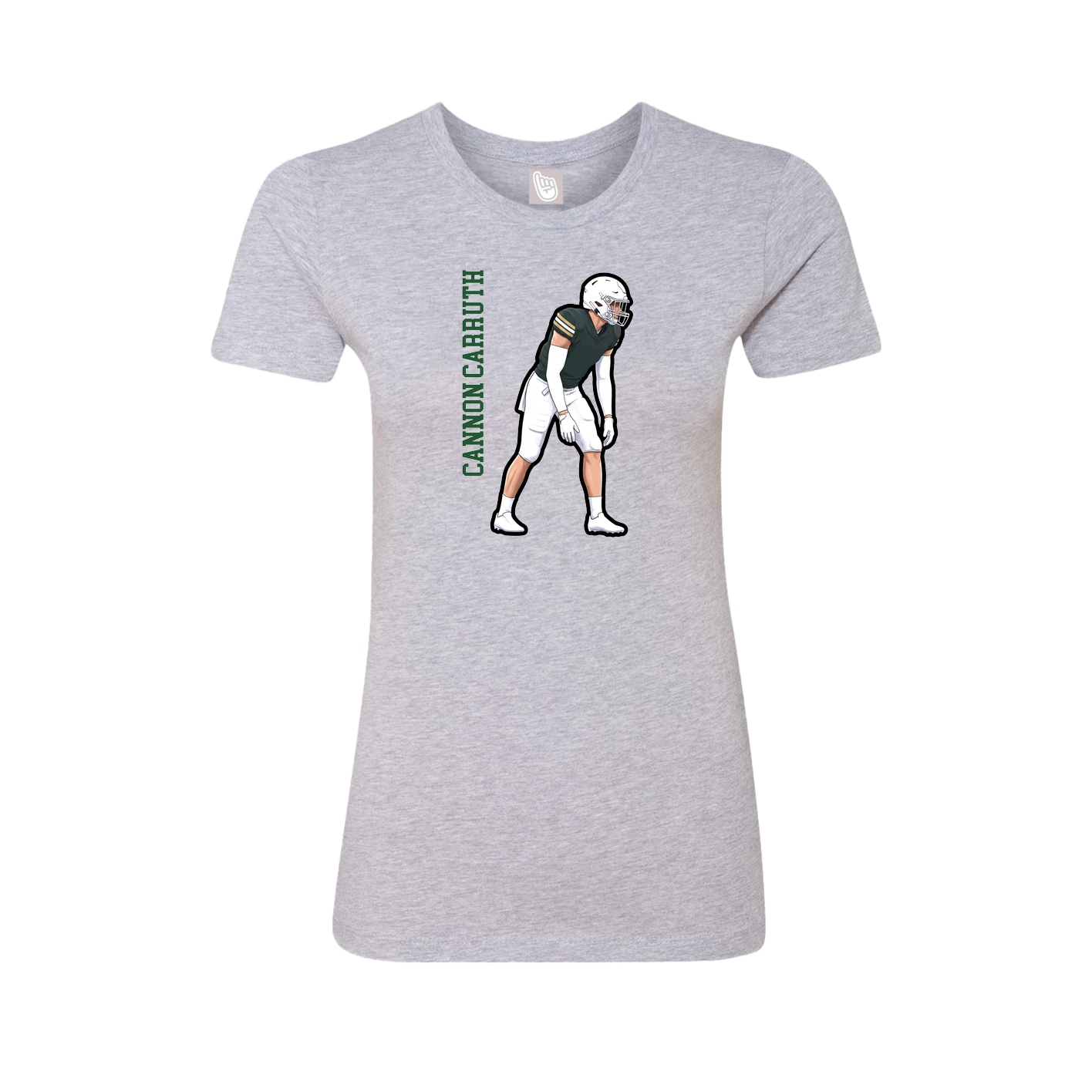 Fitted Women's Tee — Name Vertical in Grey