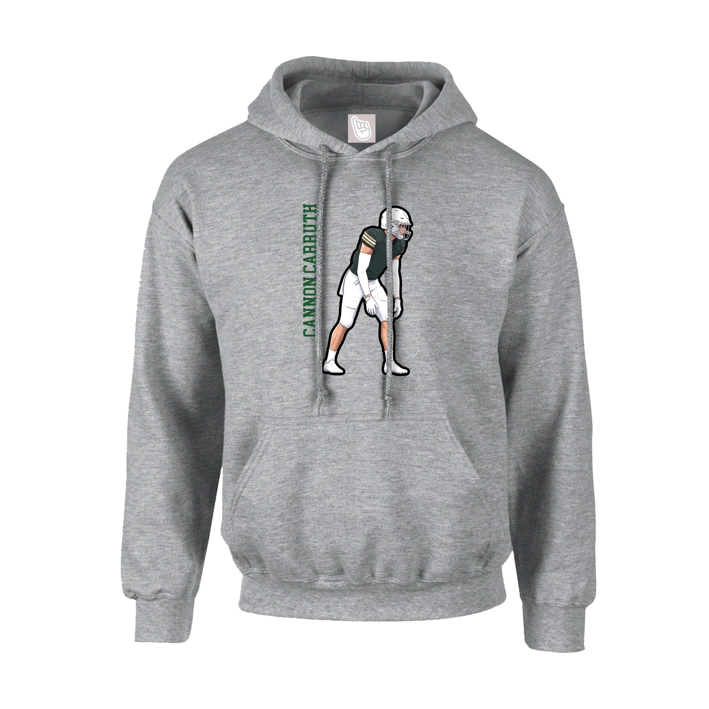 Youth Hoodie — Name Vertical in Grey