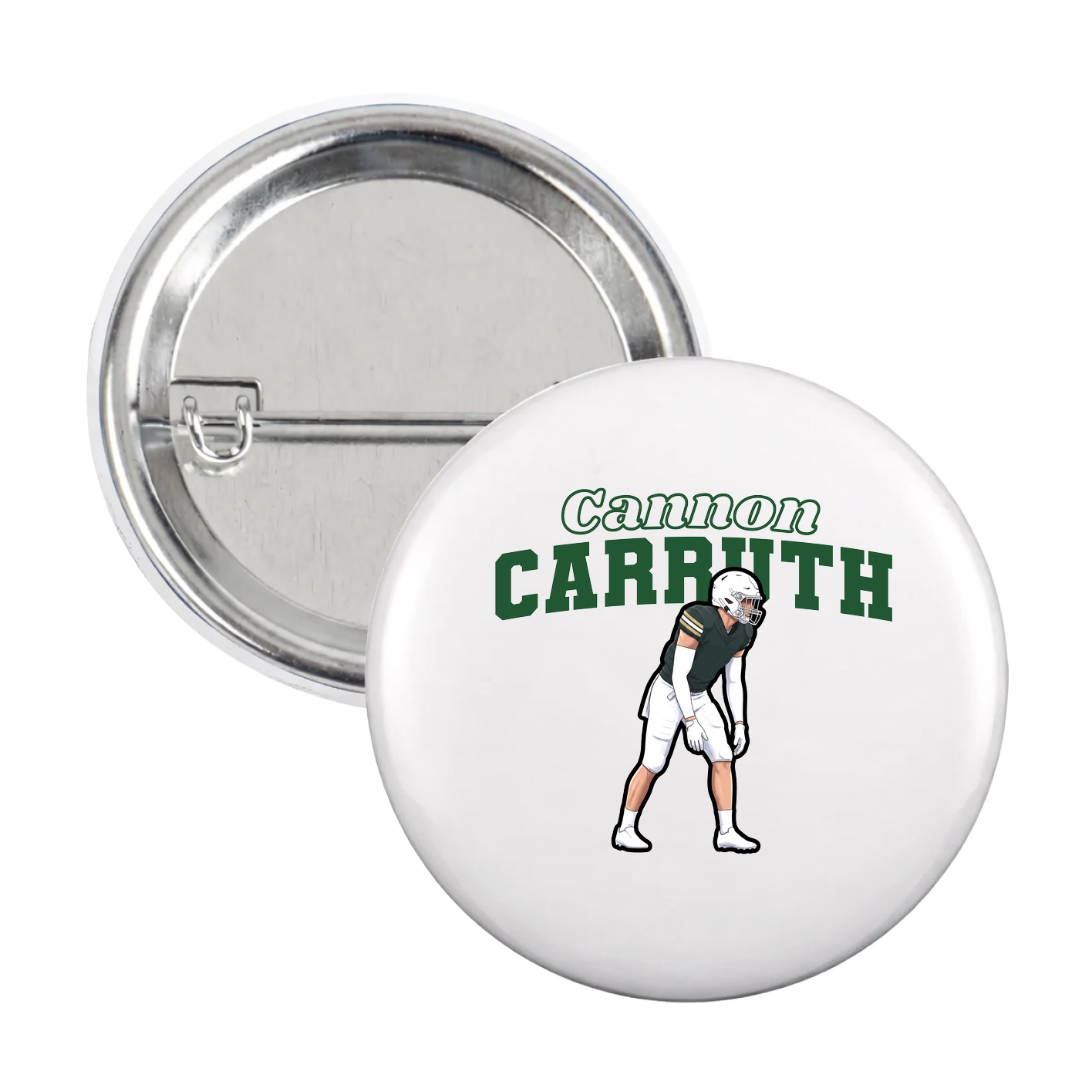 Game Day Button — Name Arch in White