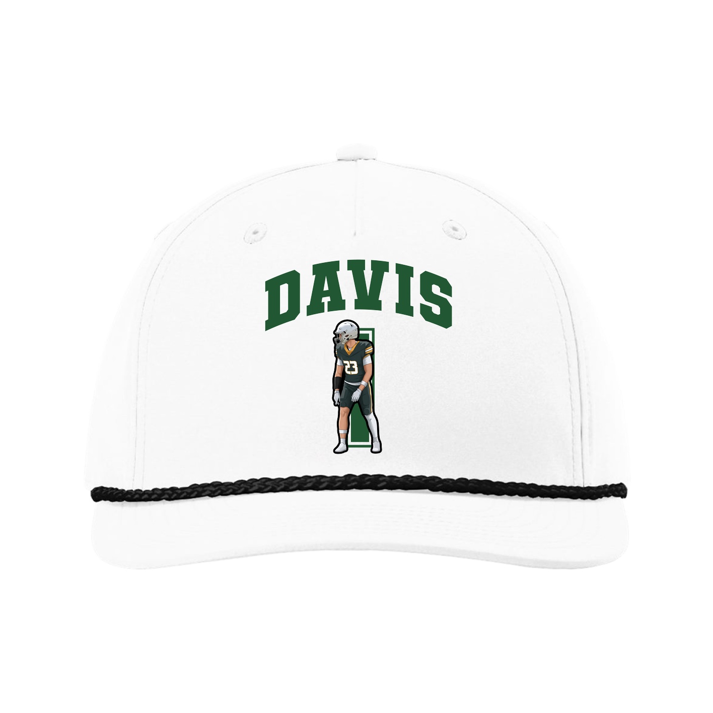 Five-Panel Classic Rope Cap — Number in White