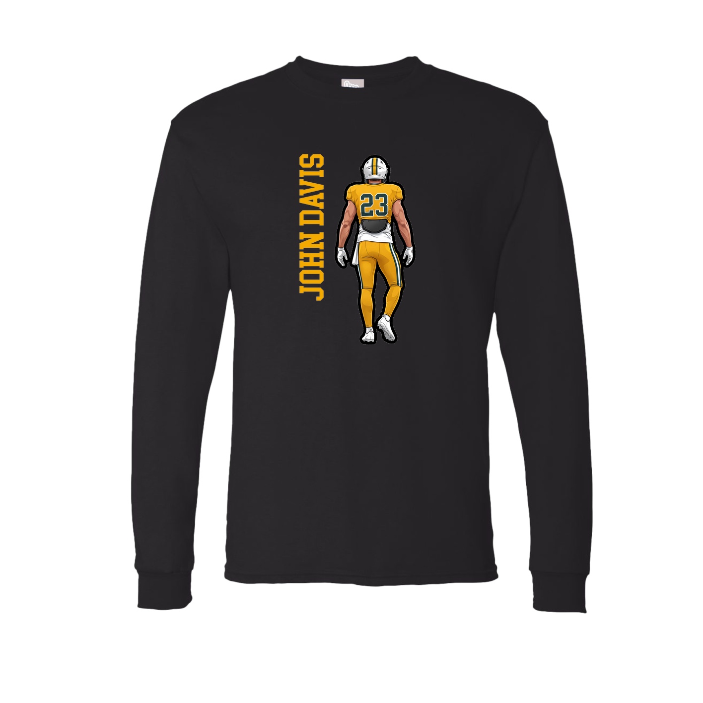 Long Sleeve Tee — Name Vertical in Black