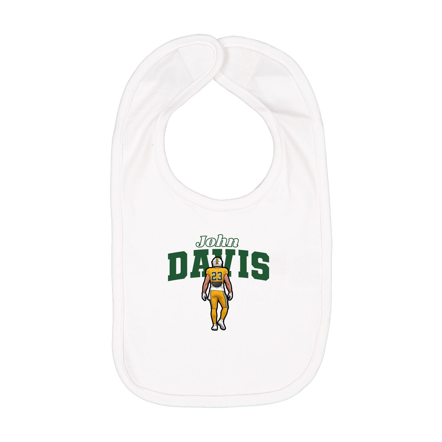 Infant Bib — Name Arch in White