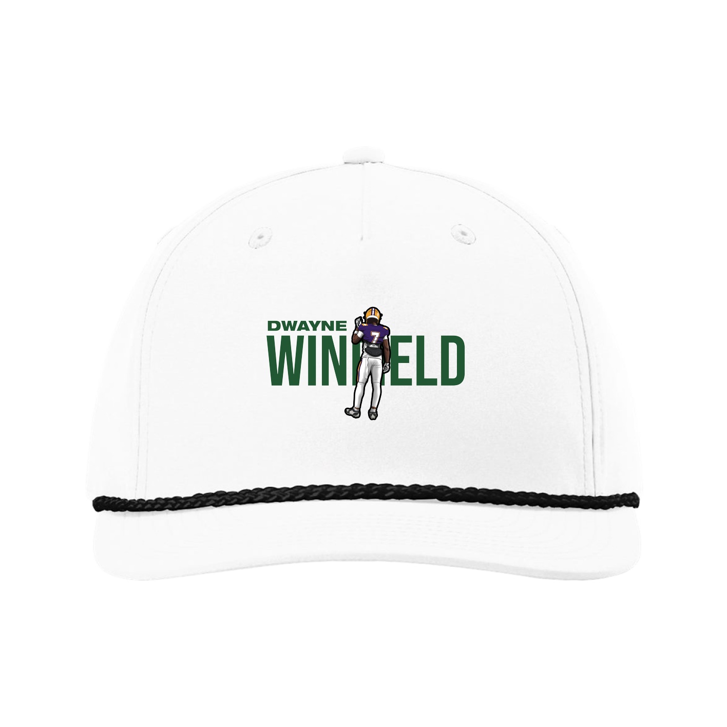 Five-Panel Classic Rope Cap — Player Name in White