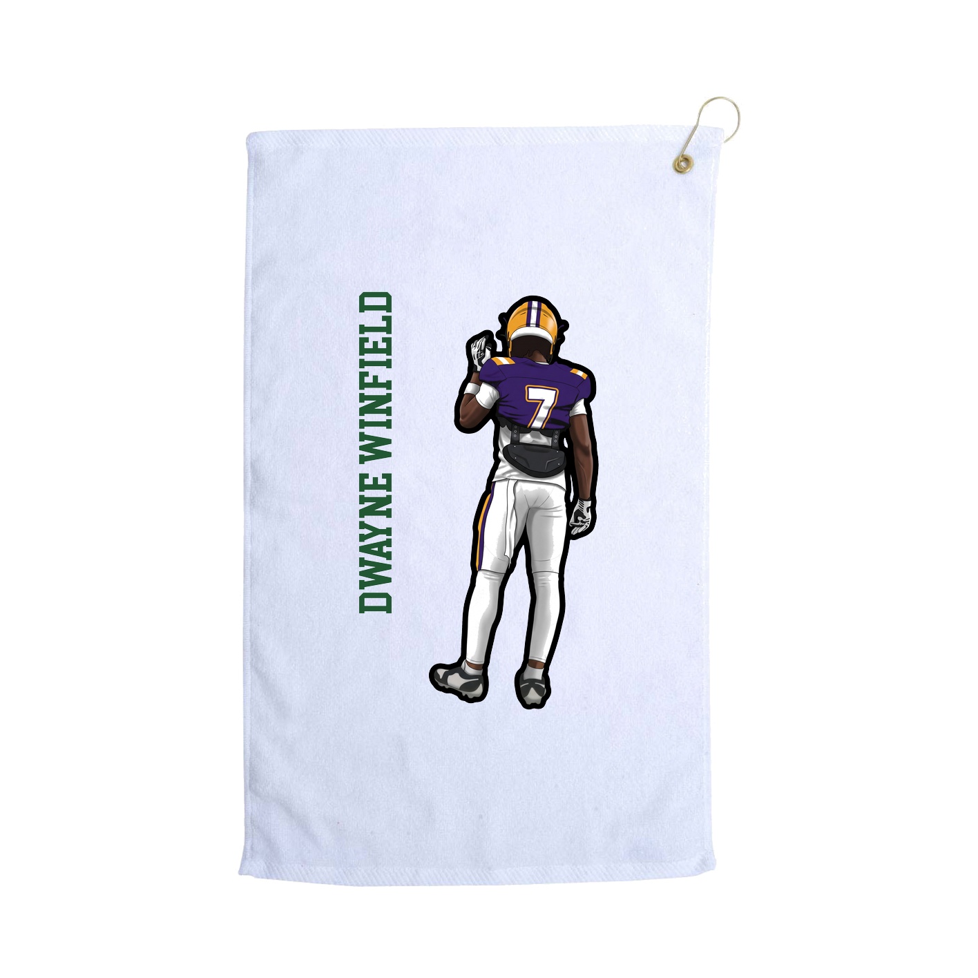 Golf Towel — Name Vertical in White