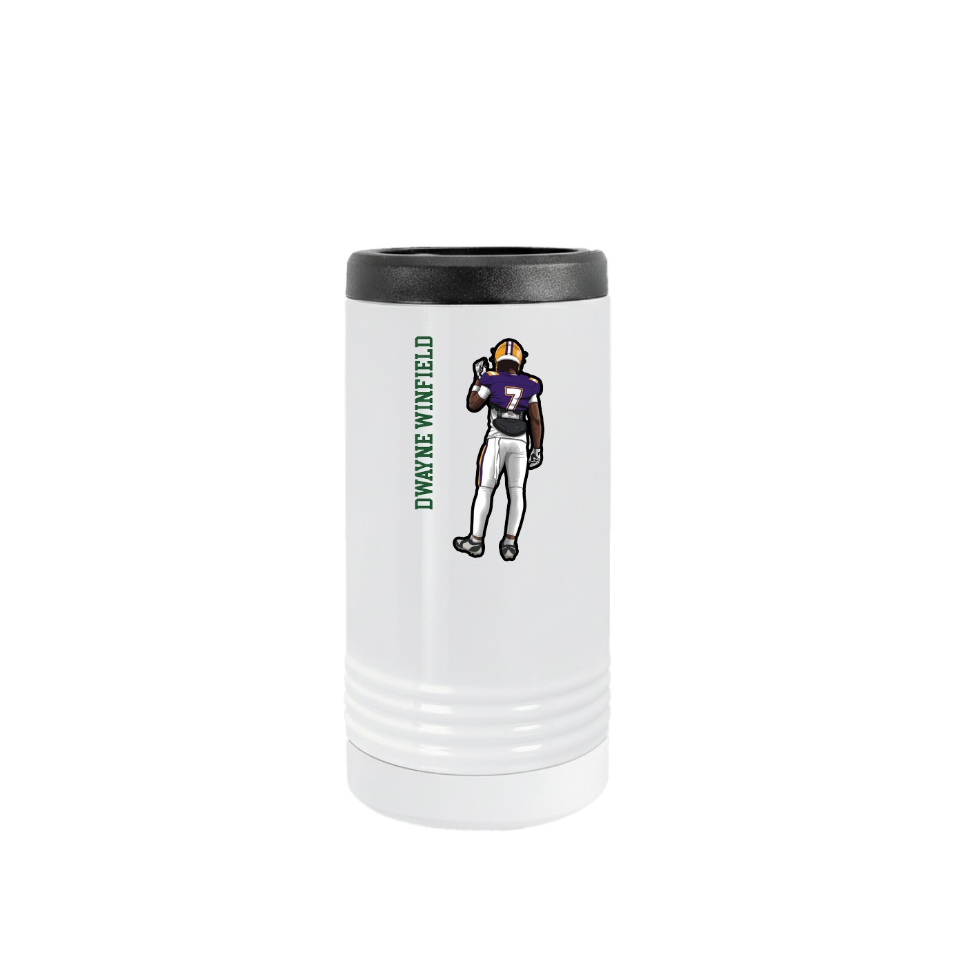 Slim Beverage Holder — Name Vertical in White