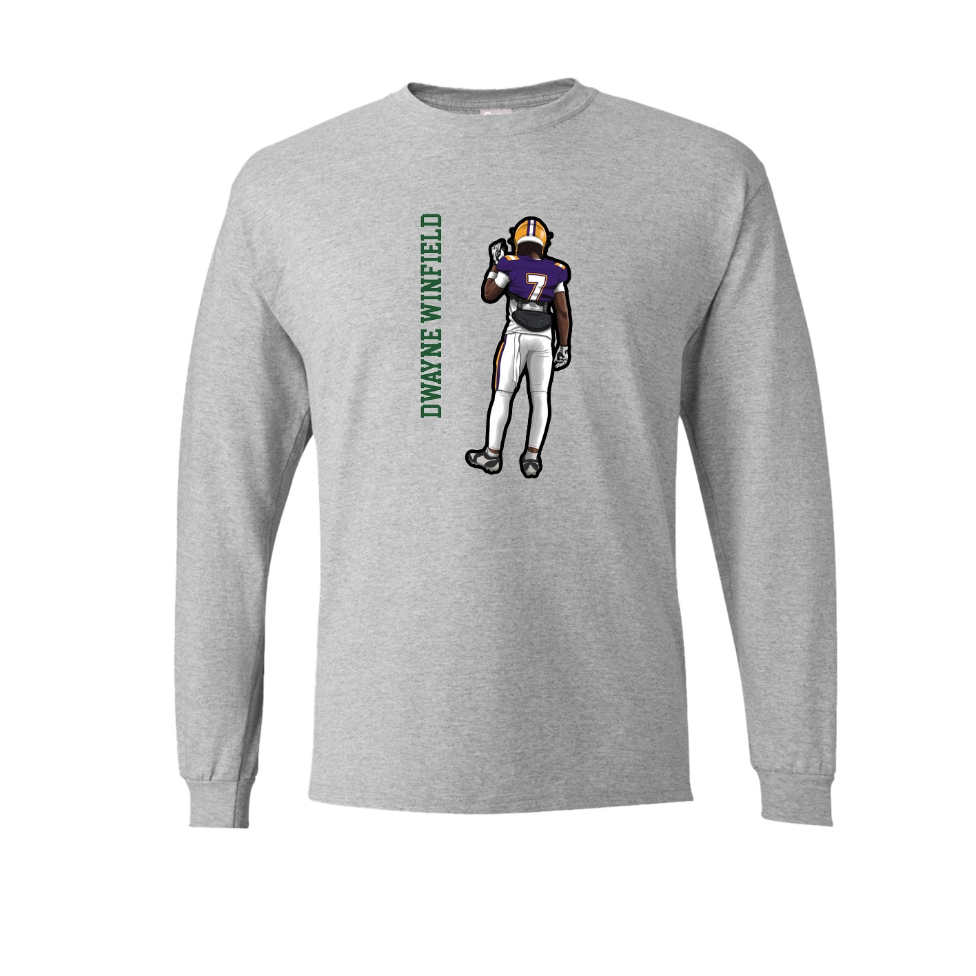 Long Sleeve Tee — Name Vertical in Grey