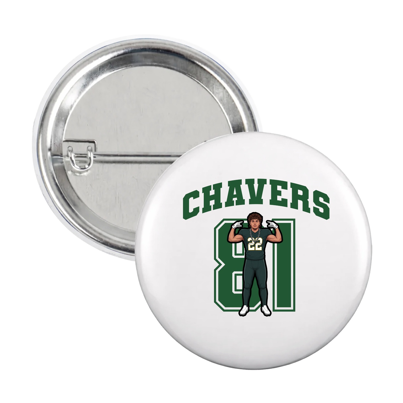 Game Day Button — Number in White