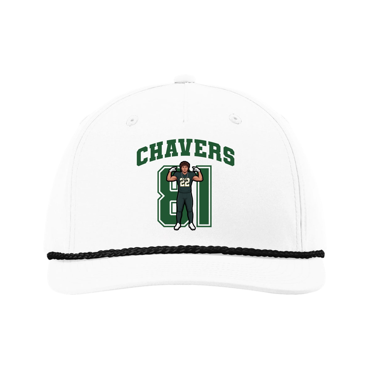 Five-Panel Classic Rope Cap — Number in White