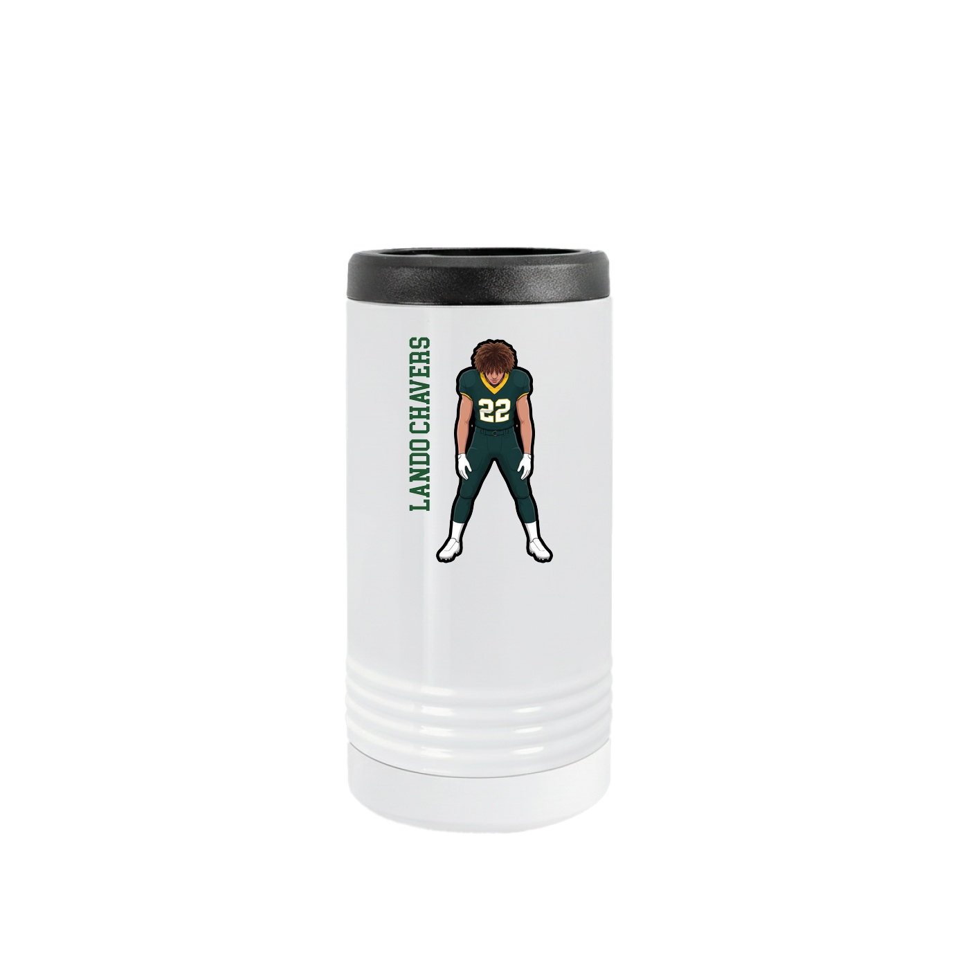 Slim Beverage Holder — Name Vertical in White