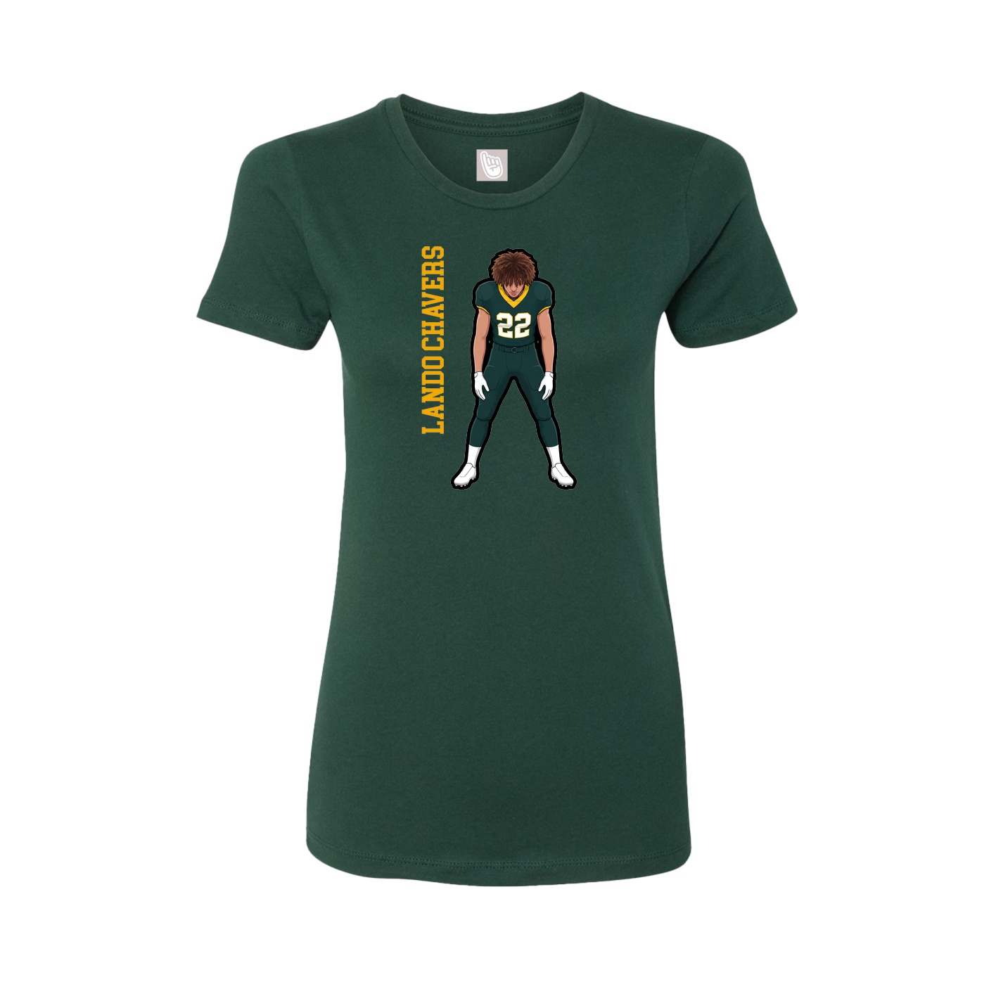 Fitted Women's Tee — Name Vertical in Green