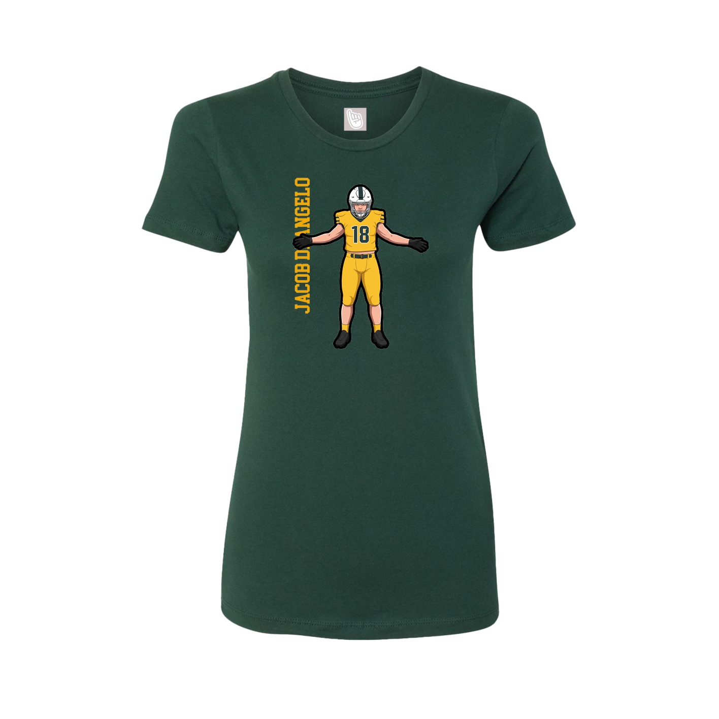 Fitted Women's Tee — Name Vertical in Green