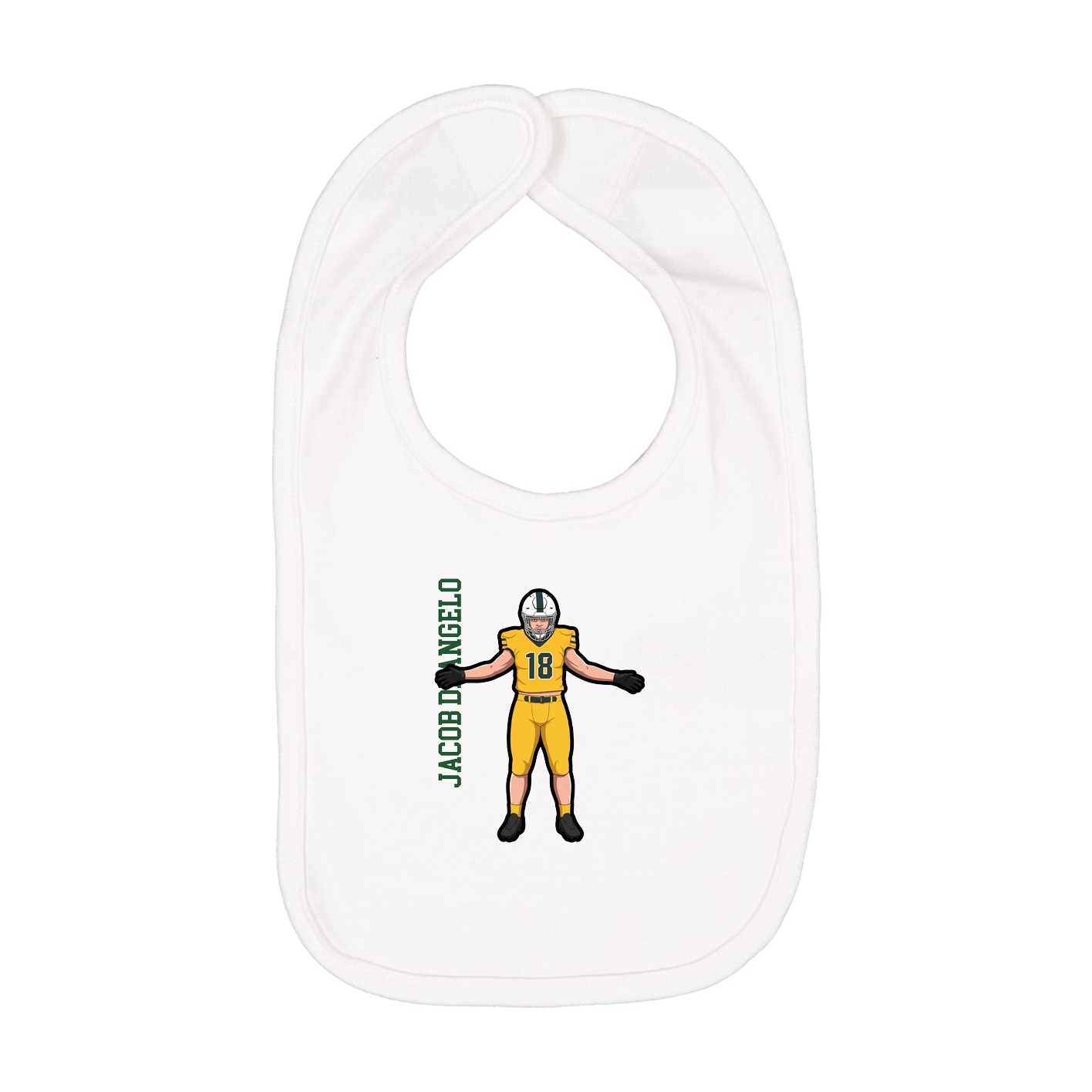 Infant Bib — Name Vertical in White