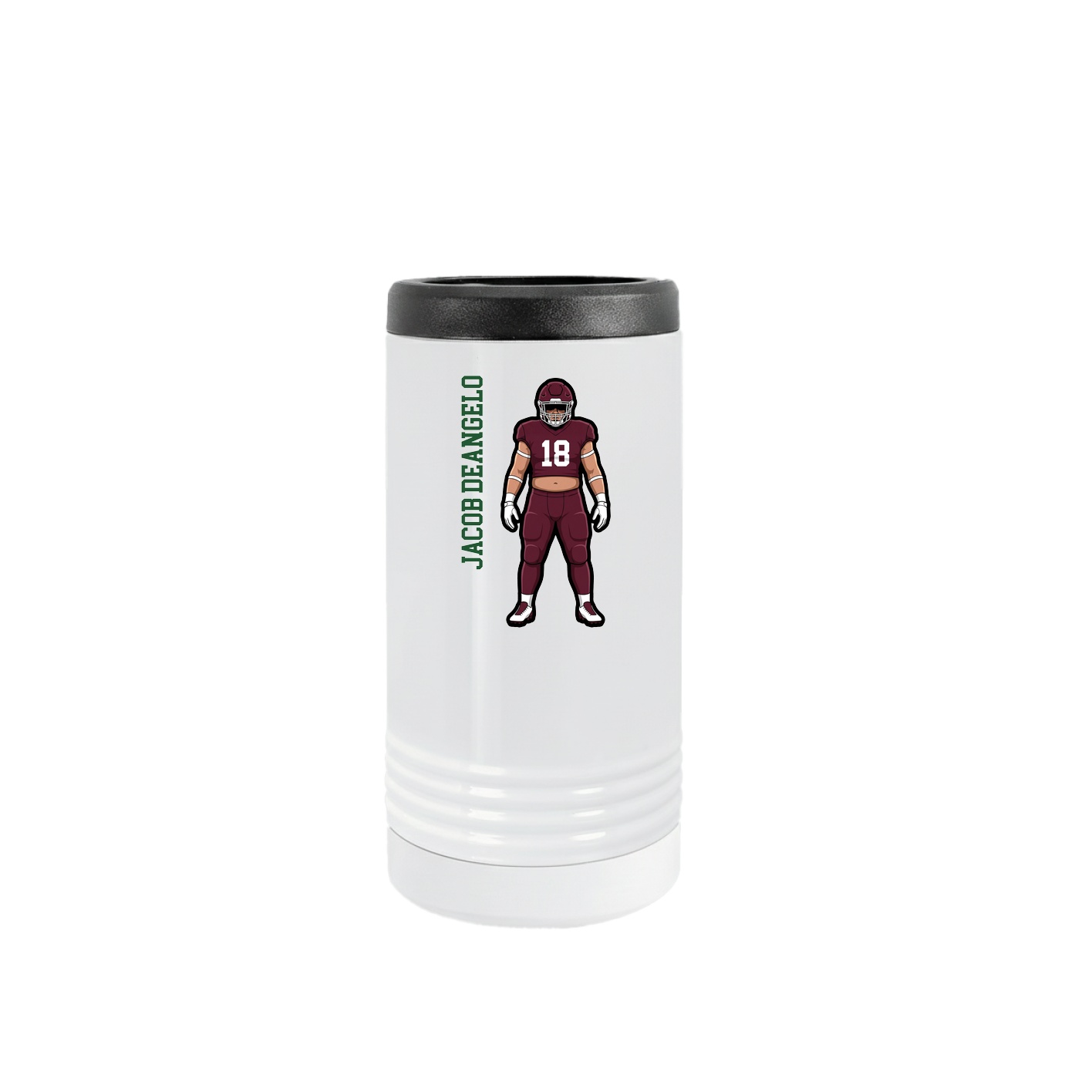 Slim Beverage Holder — Name Vertical in White